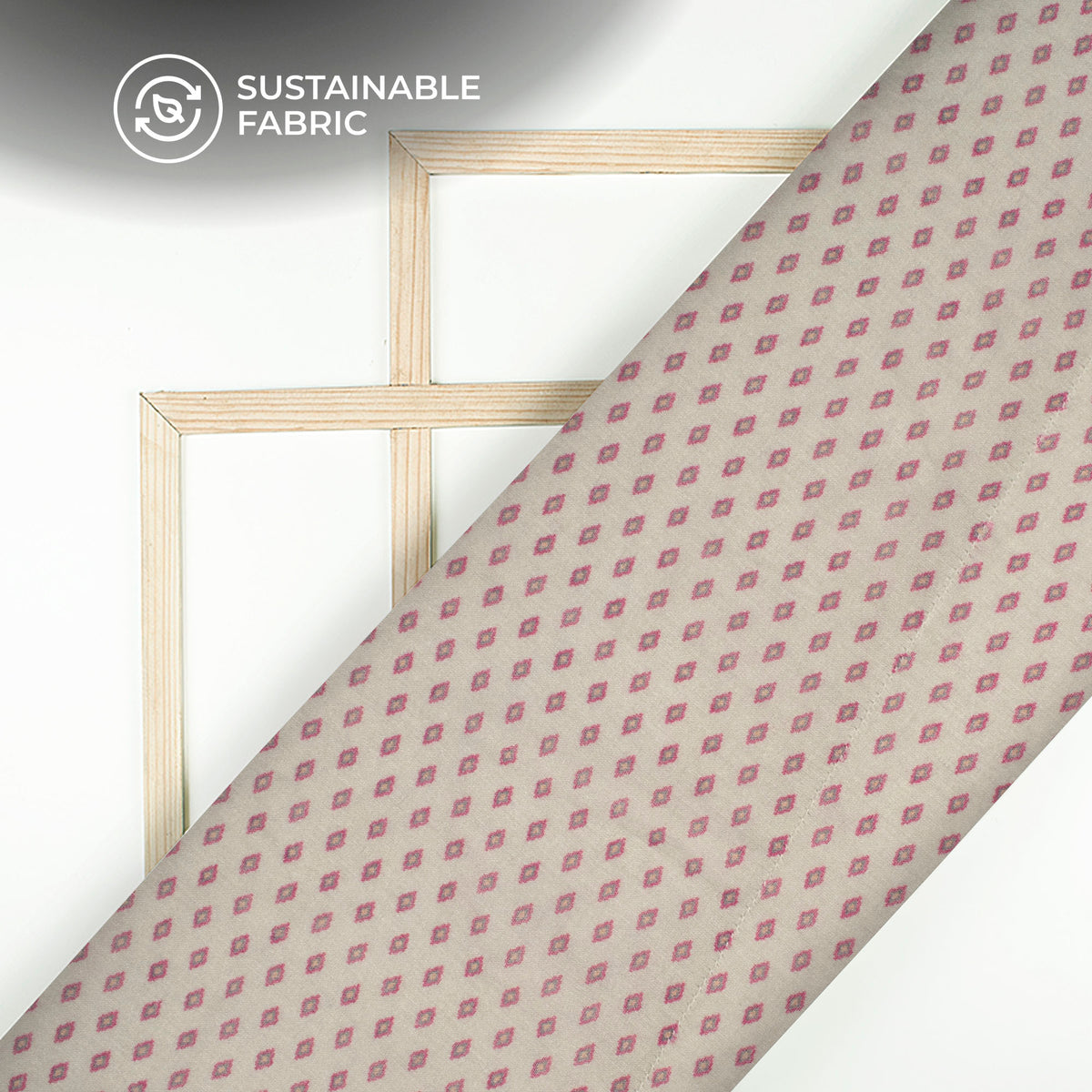 Dolphin Grey And Pink Geometric Booti Digital Print Pure Cotton Mulmul Fabric