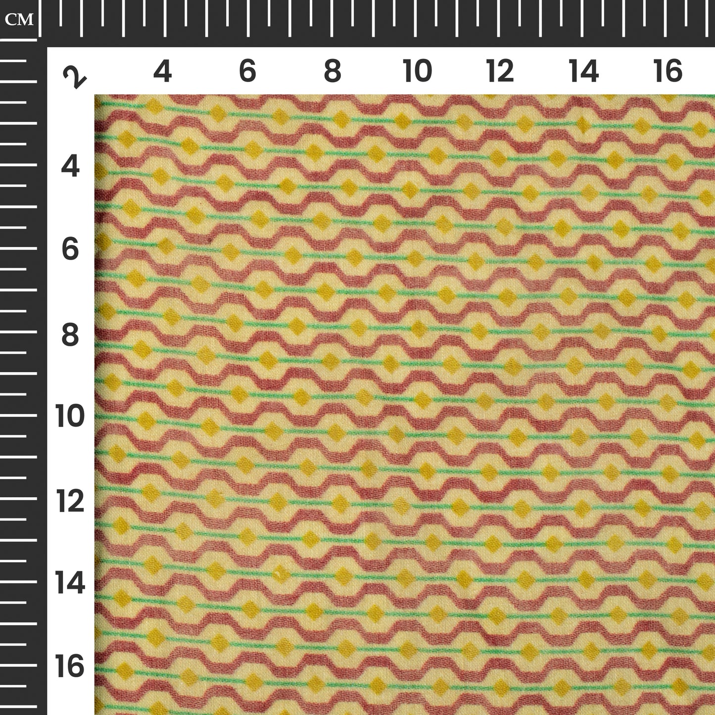 Burgundy Red And Yellow Geometric Digital Print Pure Cotton Mulmul Fabric