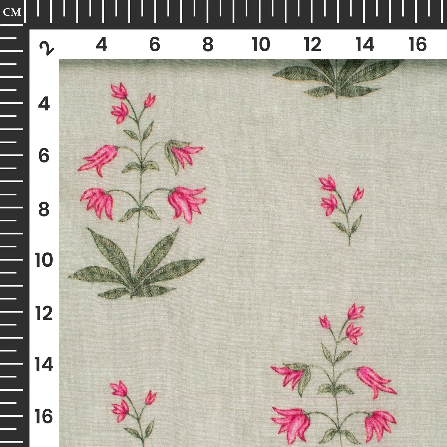 Koala Grey And Pink Floral Digital Print Pure Cotton Mulmul Fabric