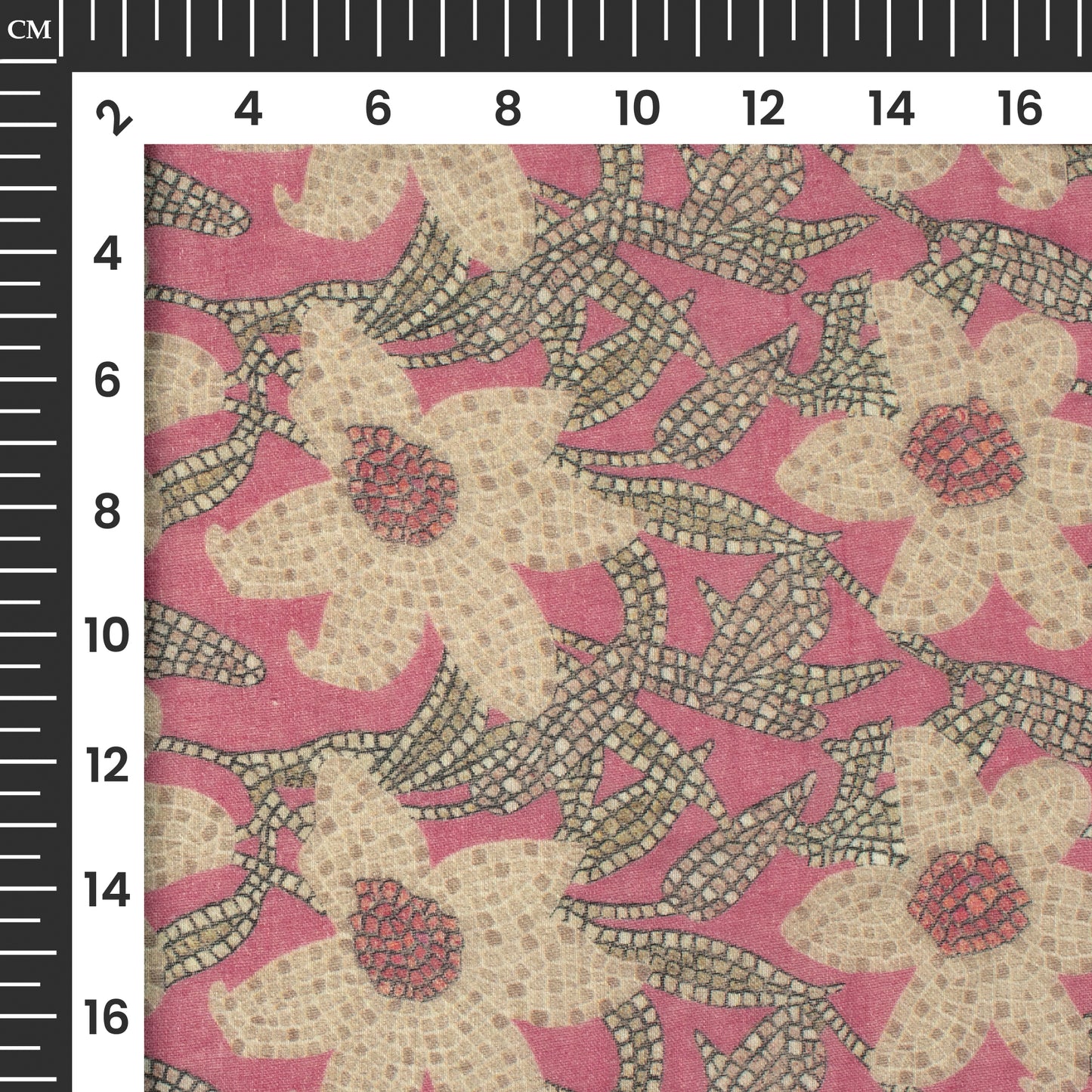 Charm Pink And Beige Floral Digital Print Pure Cotton Mulmul Fabric