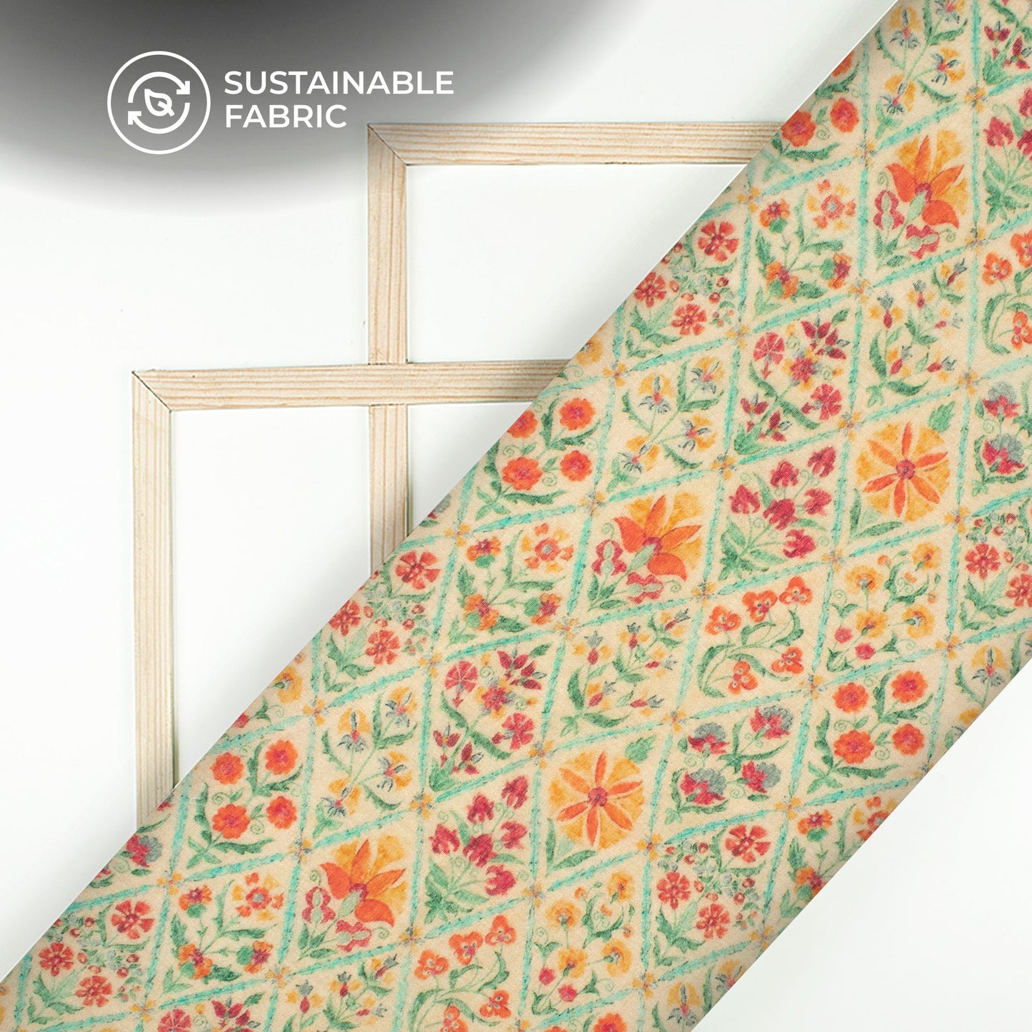 Exclusive Vanilla Yellow And Orange Floral Digital Print Pure Cotton Mulmul Fabric