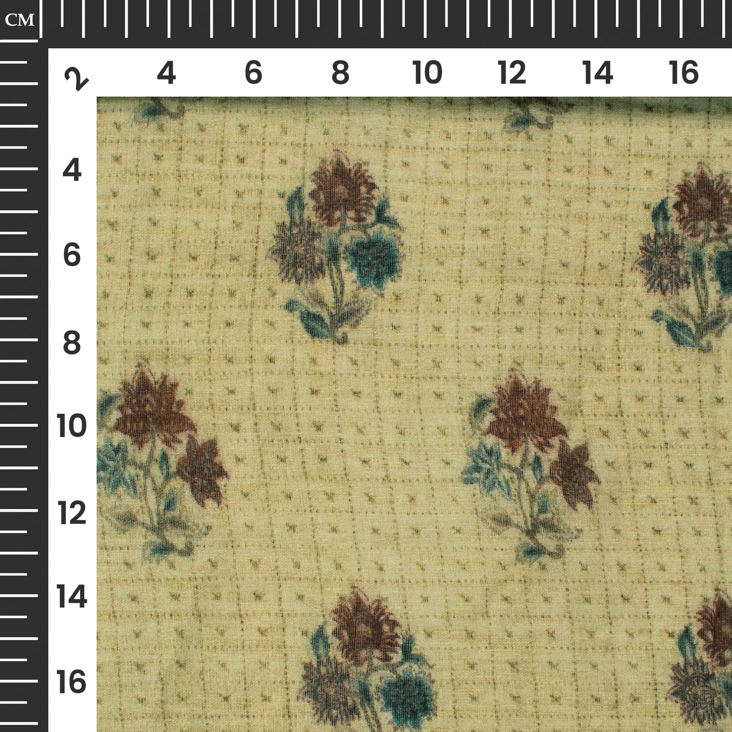 Olive Green And Brown Floral Digital Print Pure Cotton Mulmul Fabric