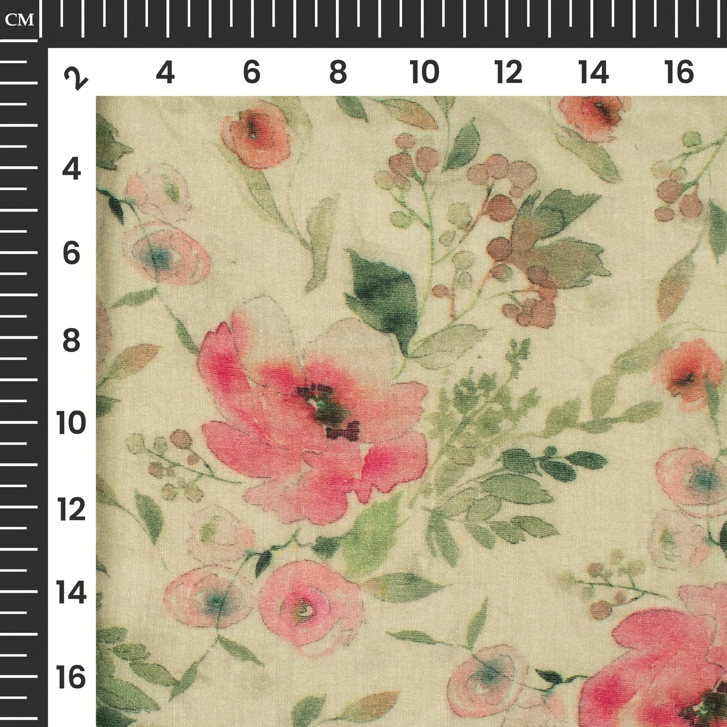 Rose Pink And Cream Floral Digital Print Pure Cotton Mulmul Fabric
