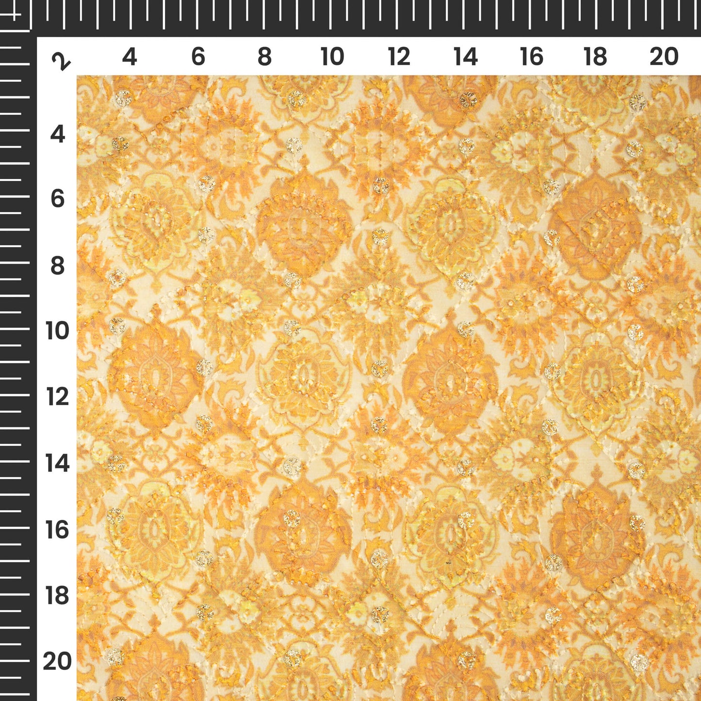 Classical Ethnic Zari Sequins Embroidery Digital Print Georgette Fabric