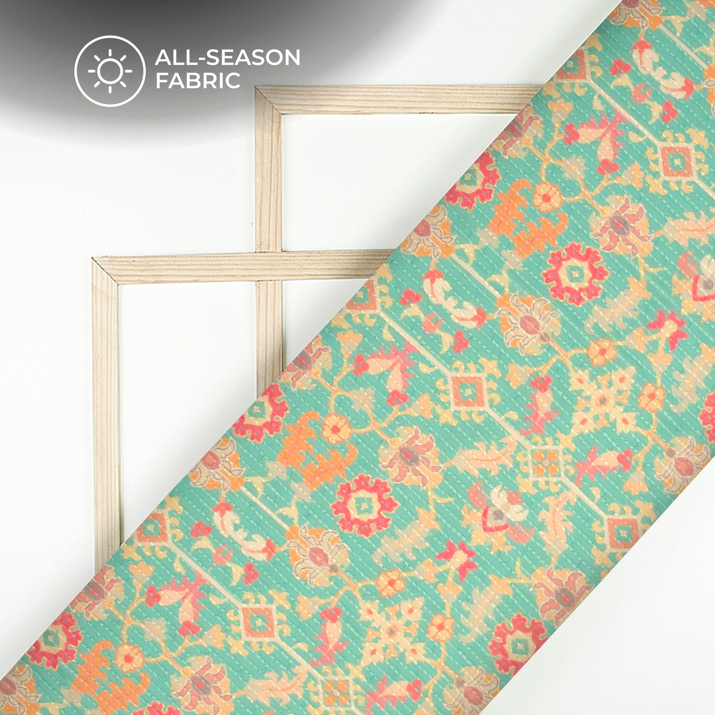 Turquiose Blue And Pink Floral Premium Embroidery Digital Print Georgette Fabric