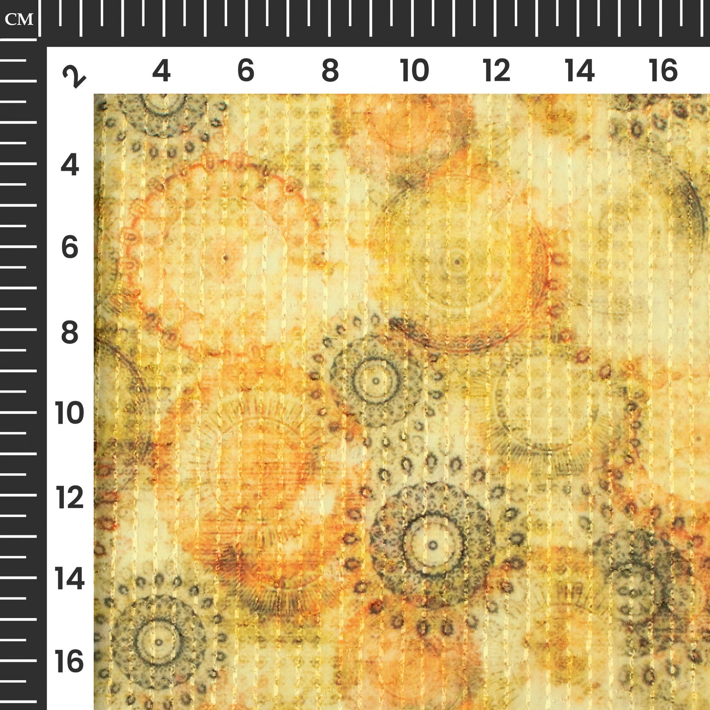 Corn Yellow Geometric Premium Embroidery Digital Print Georgette Fabric
