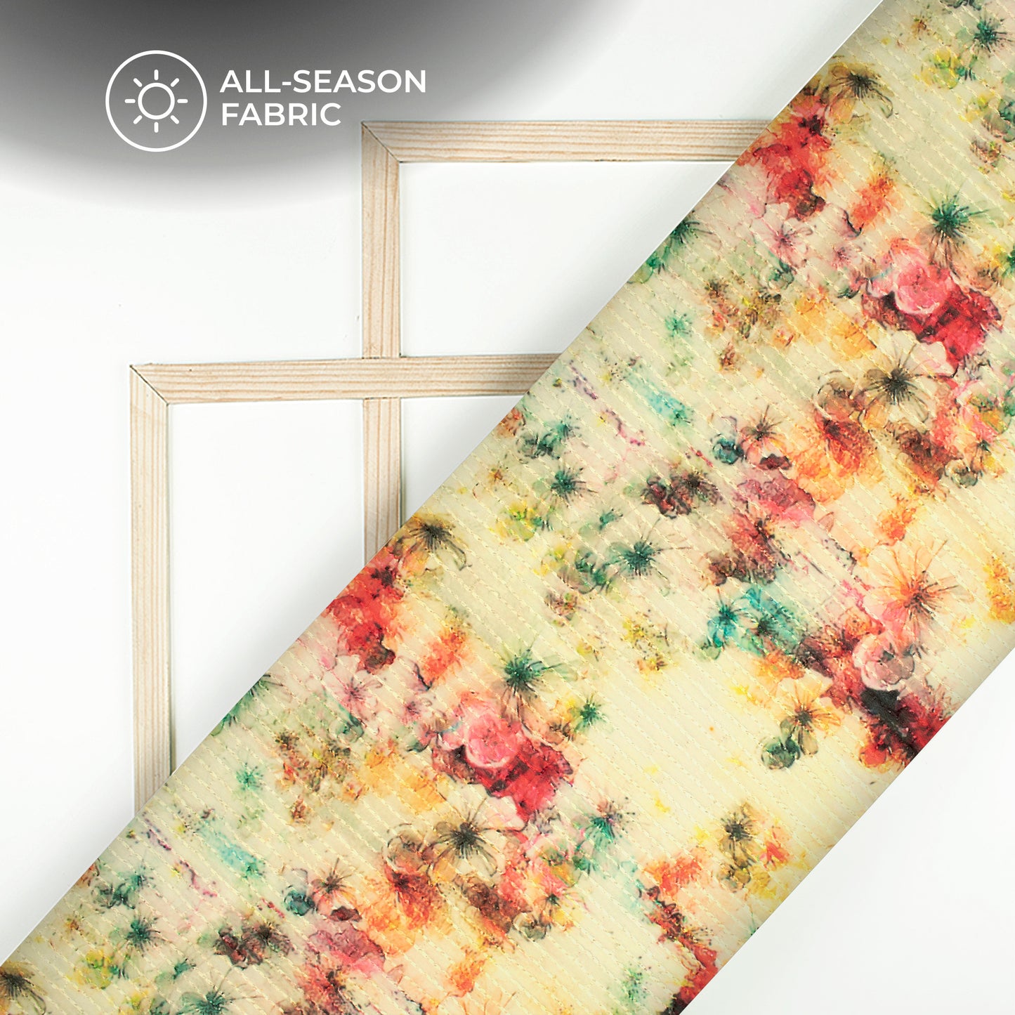 Blood Red And Yellow Floral Premium Embroidery Digital Print Georgette Fabric