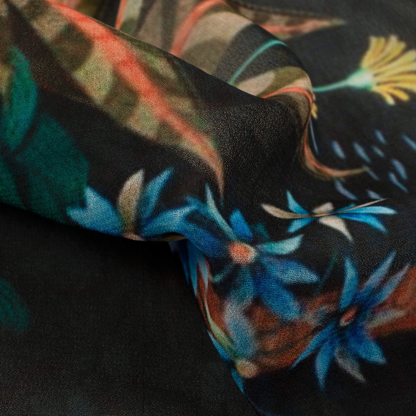 Exclusive Green Tropical Digital Print Georgette Fabric