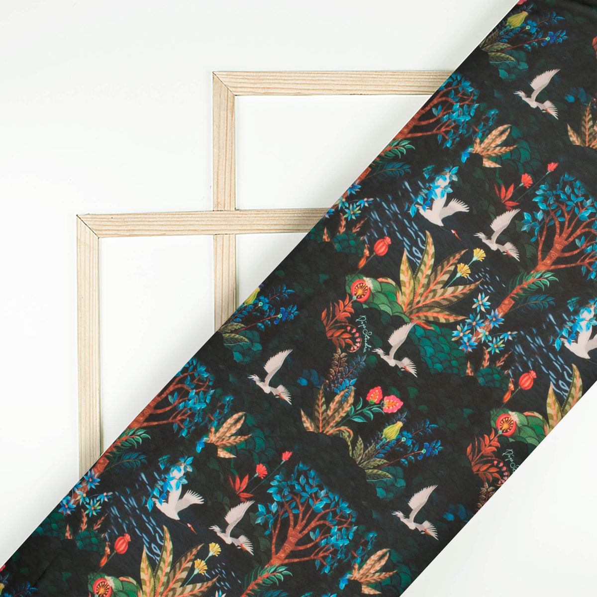 Exclusive Green Tropical Digital Print Georgette Fabric