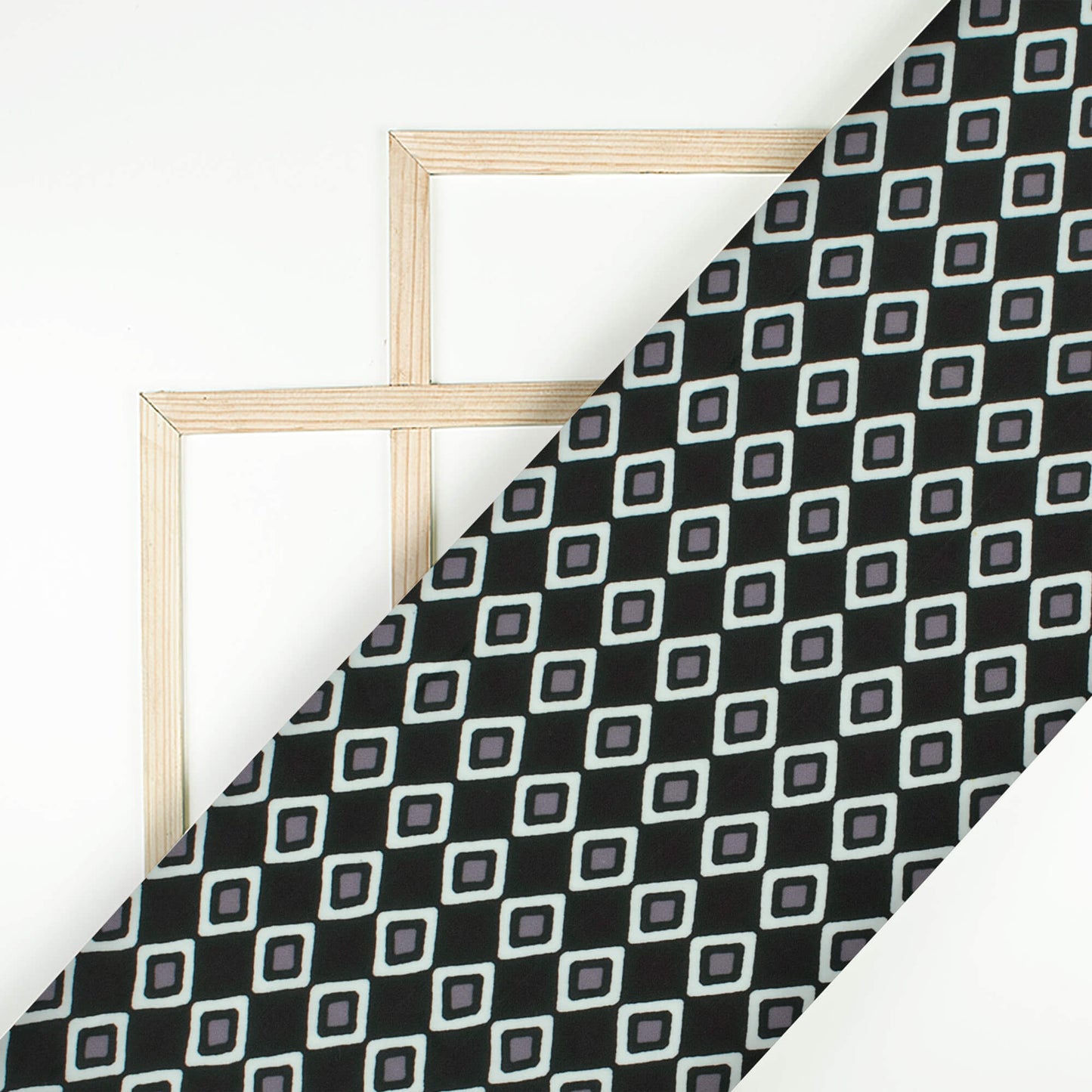 Geometric Digital Print Imported Satin Fabric