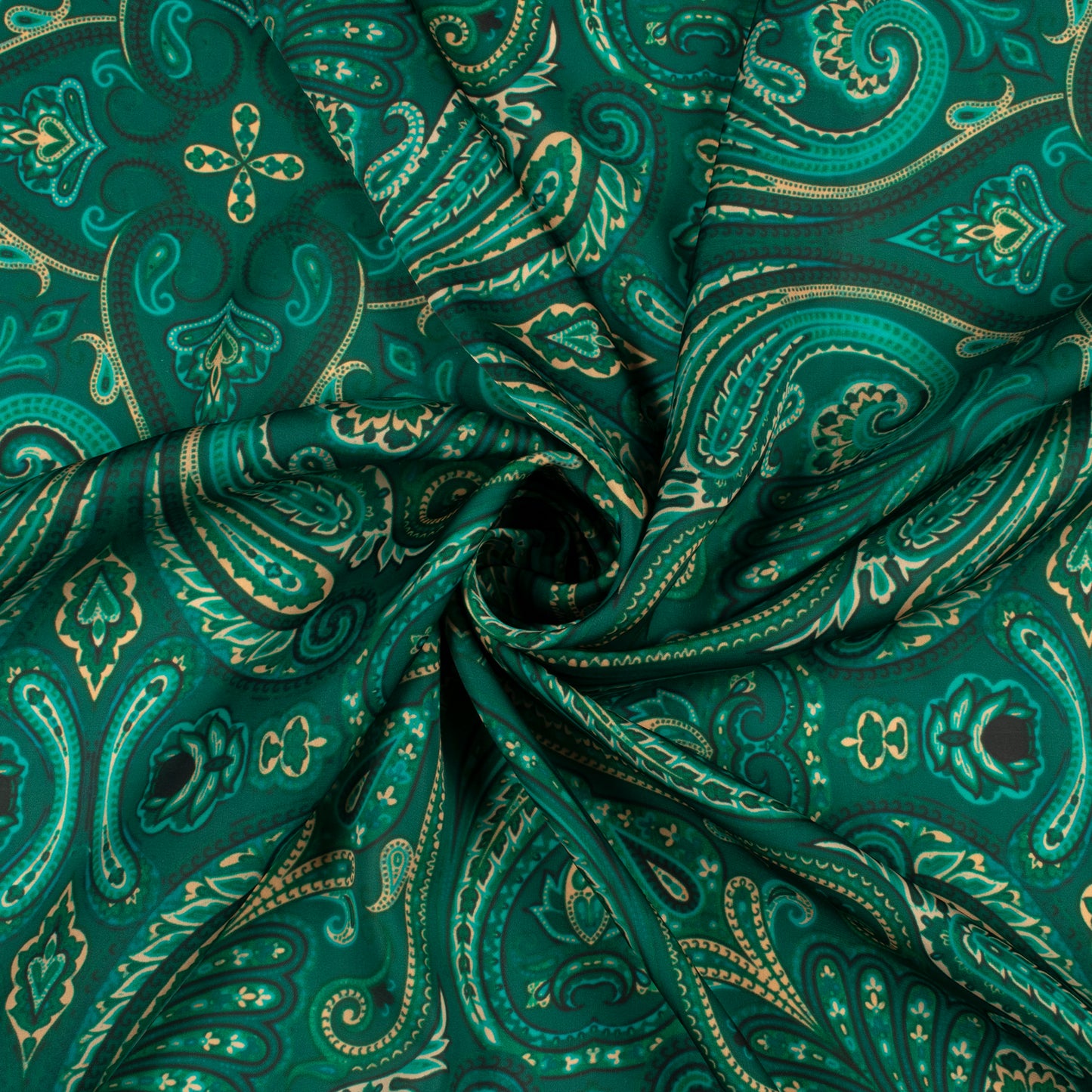 Vintage Paisley Digital Print Imported Satin Fabric