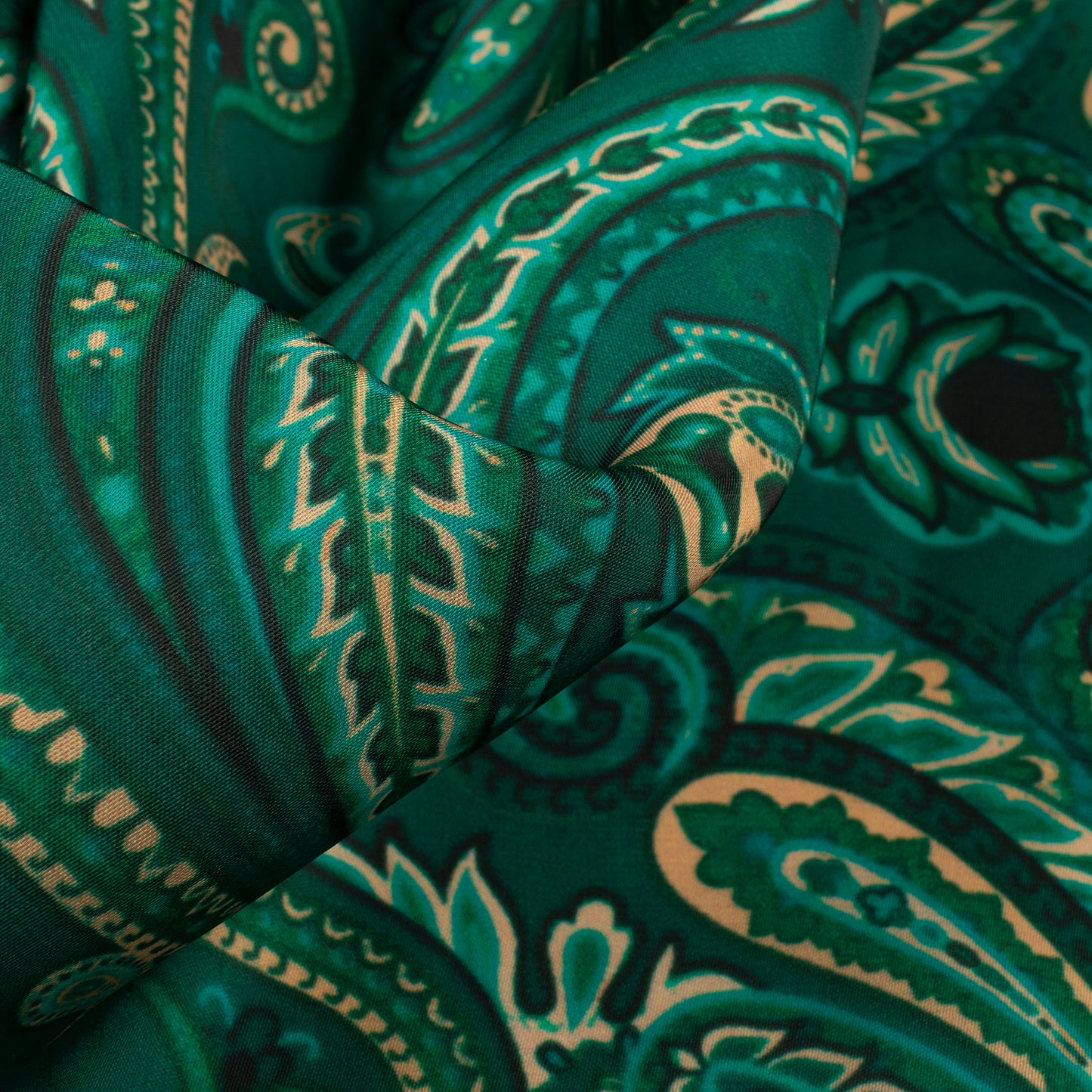 Vintage Paisley Digital Print Imported Satin Fabric