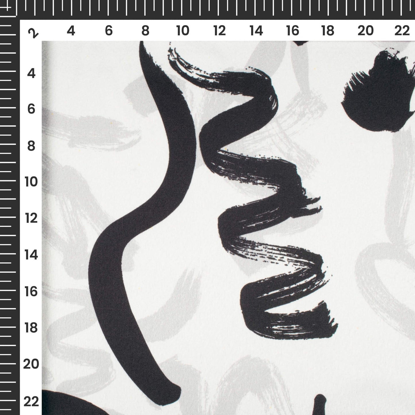 White And Black Abstract Digital Print Japan Satin Fabric