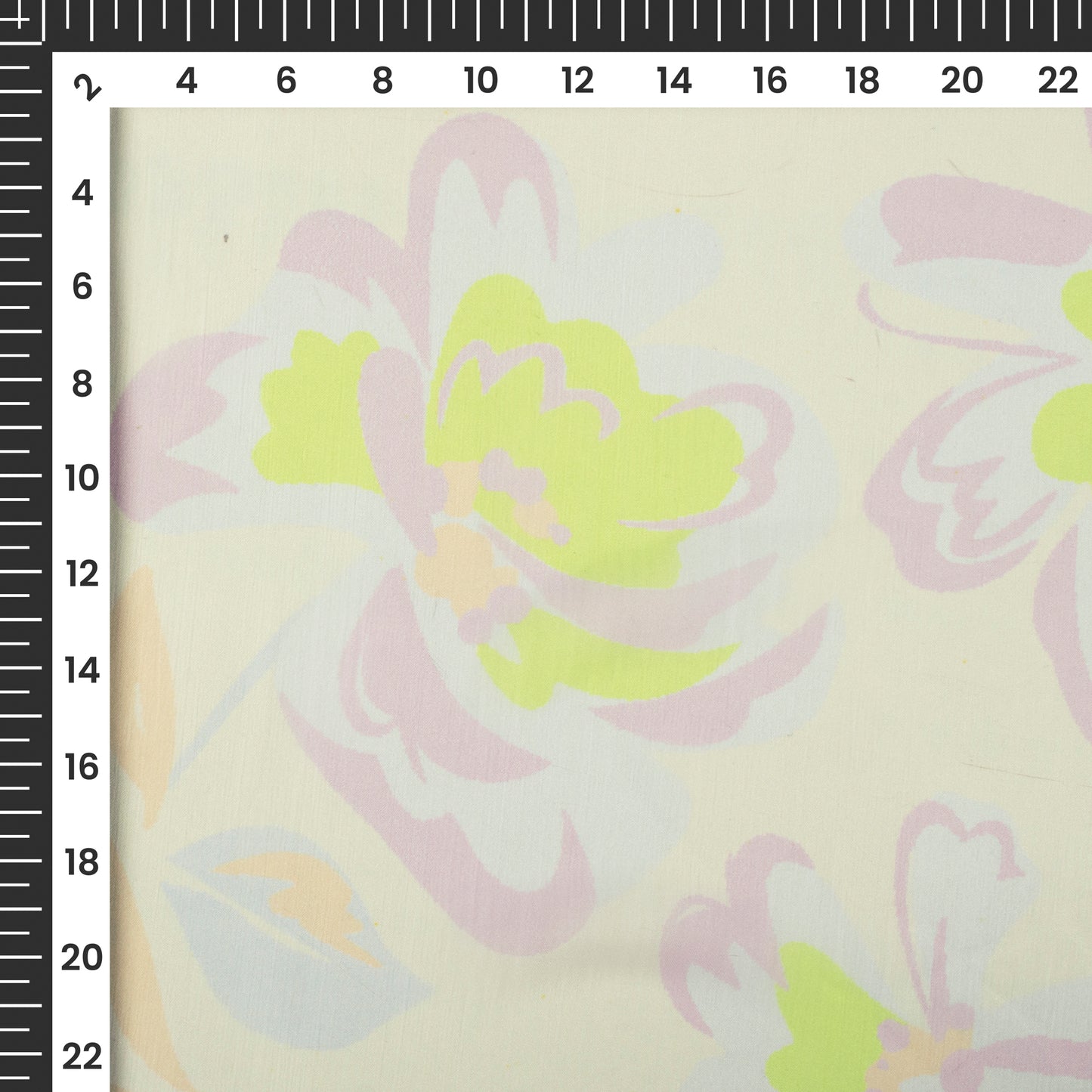 Ivory White Floral Digital Print Chiffon Fabric