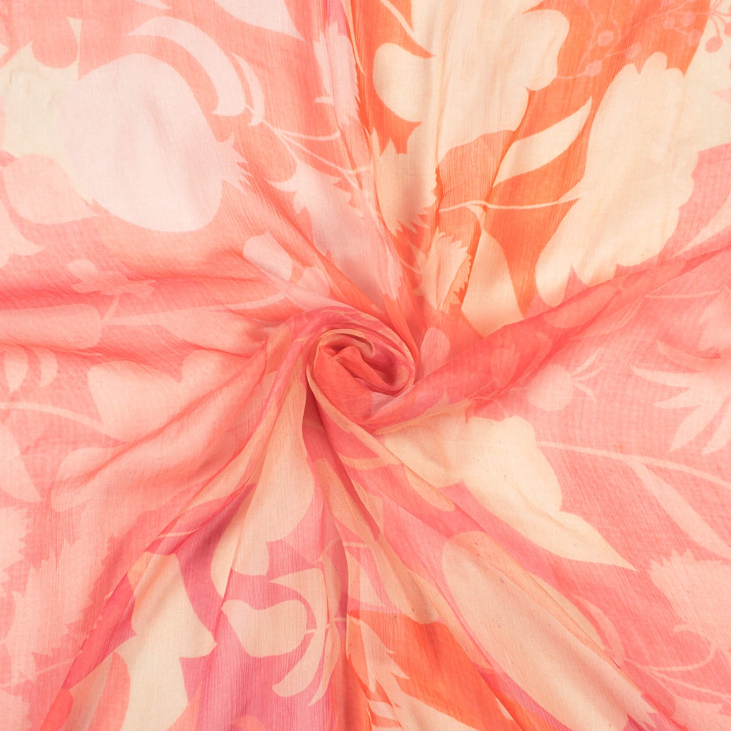 Charming Floral Digital Print Bemberg Chiffon Fabric