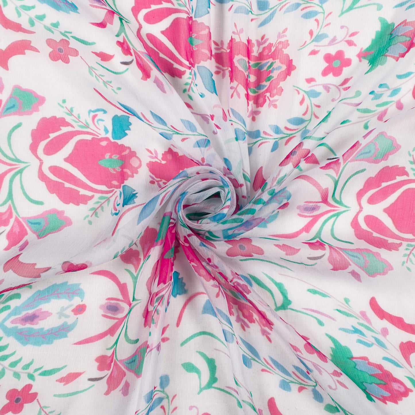 Exclusive Vintage Floral Digital Print Bemberg Chiffon Fabric