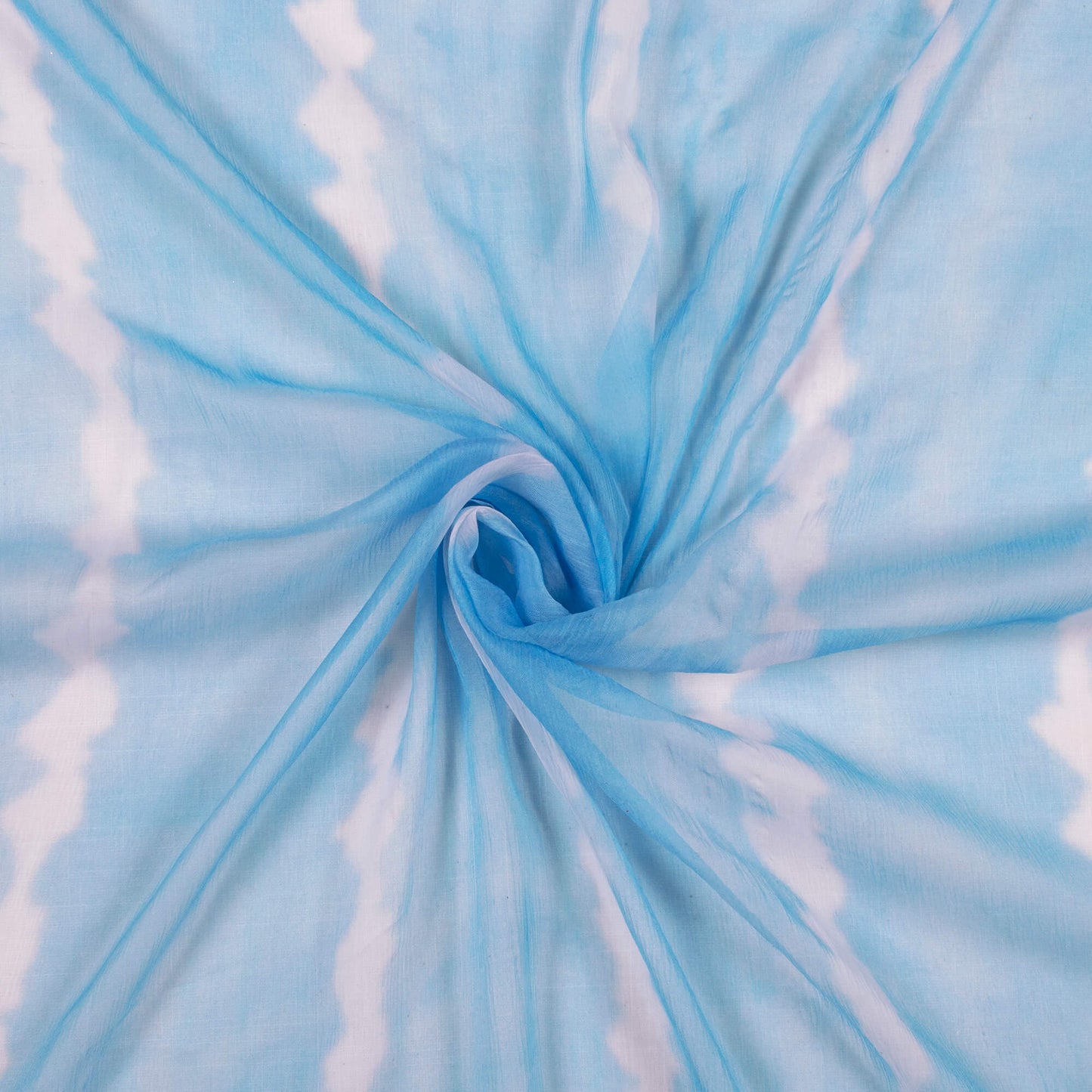 Trendy Blue Shibori Digital Print Bemberg Chiffon Fabric