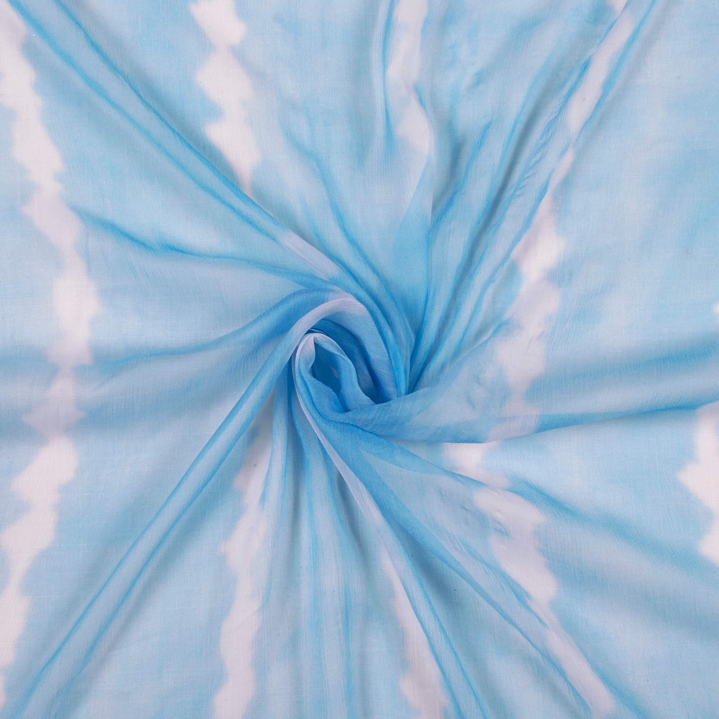 Trendy Blue Shiiborii Digital Print Bemberg Chiffon Fabric