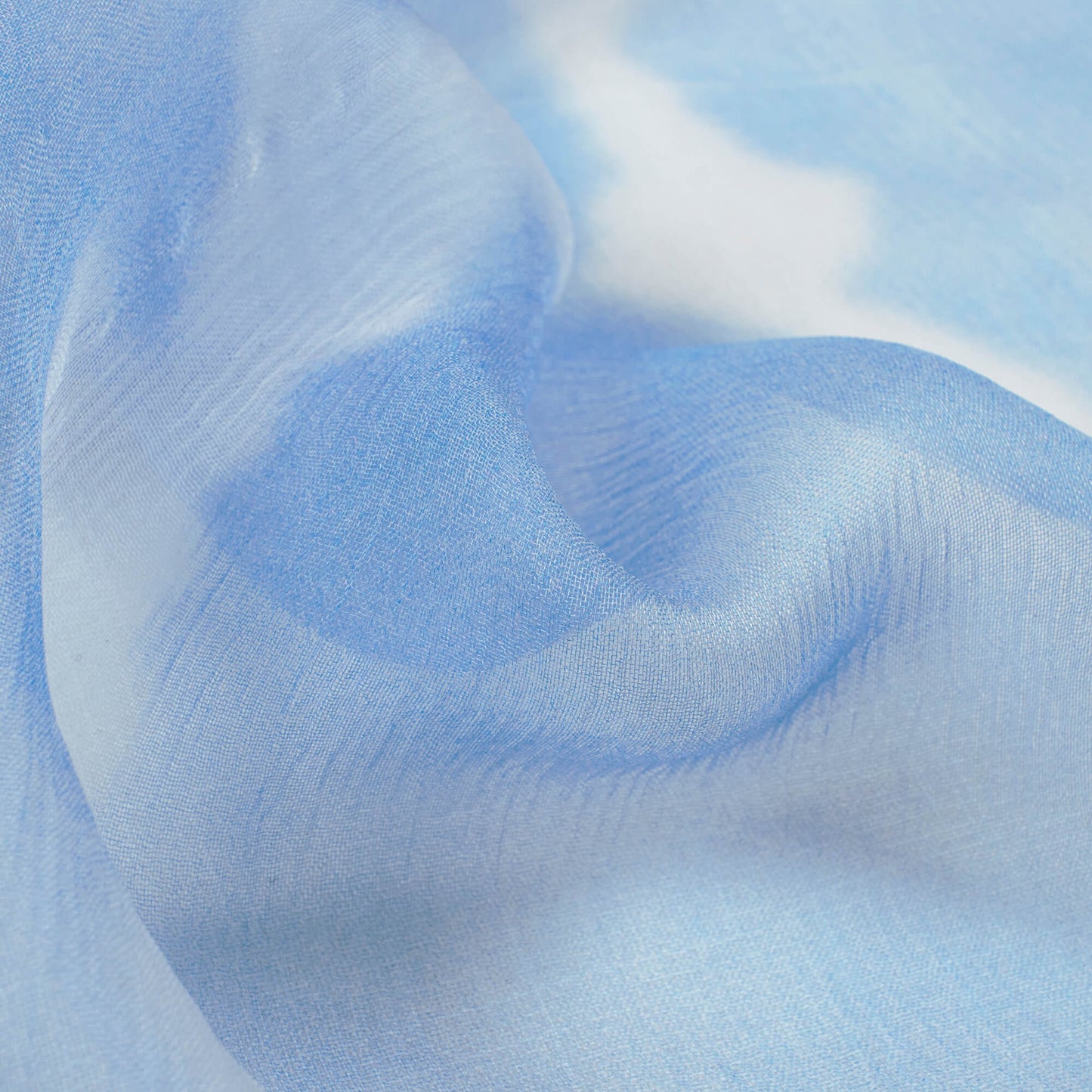 Trendy Blue Shibori Digital Print Bemberg Chiffon Fabric