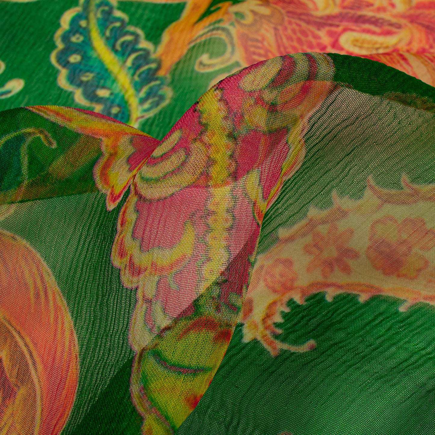 Exclusive Floral Digital Print Bemberg Chiffon Fabric