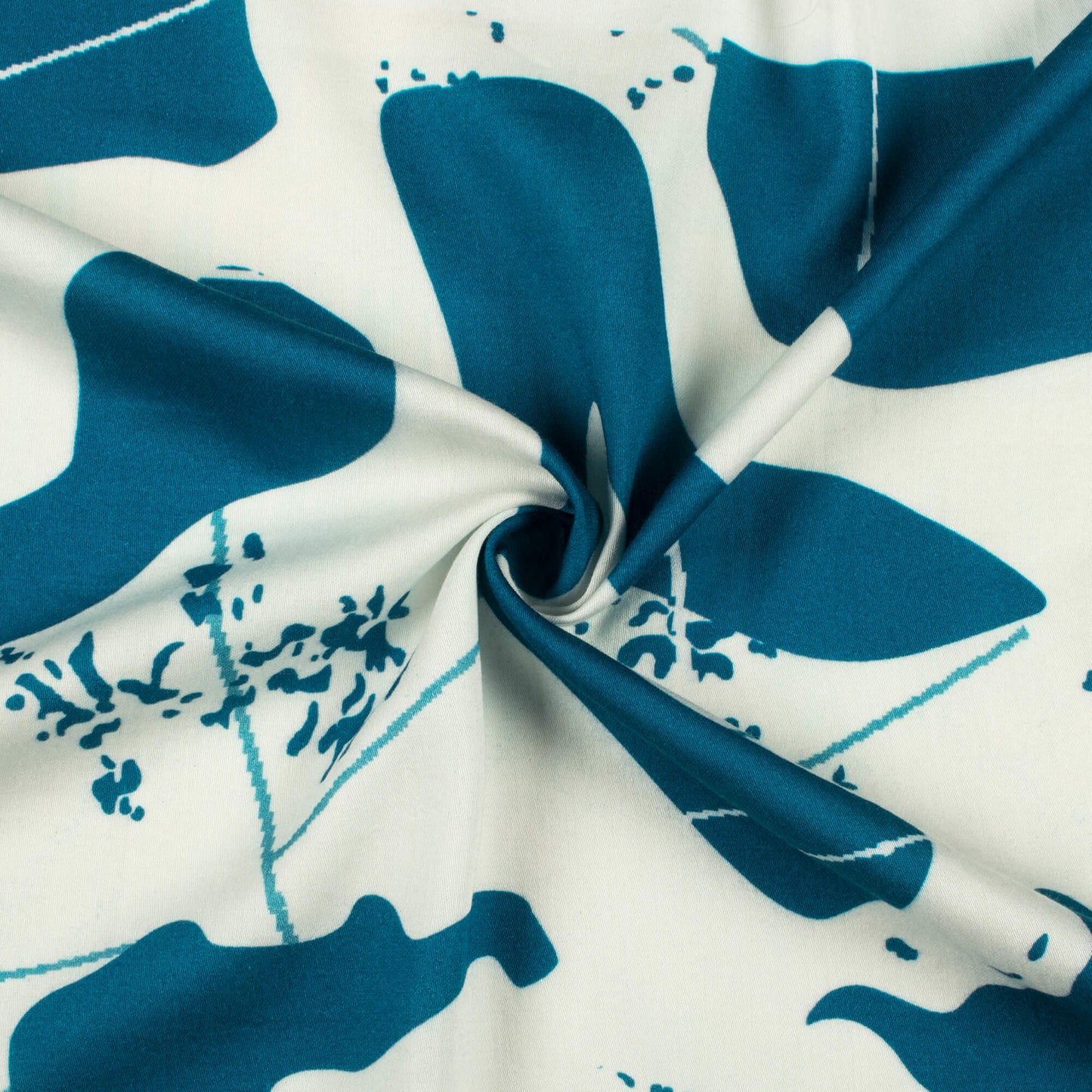 Purssian Blue And White Abstract Digital Print Viscose Rayon Fabric(Width 58 Inches)