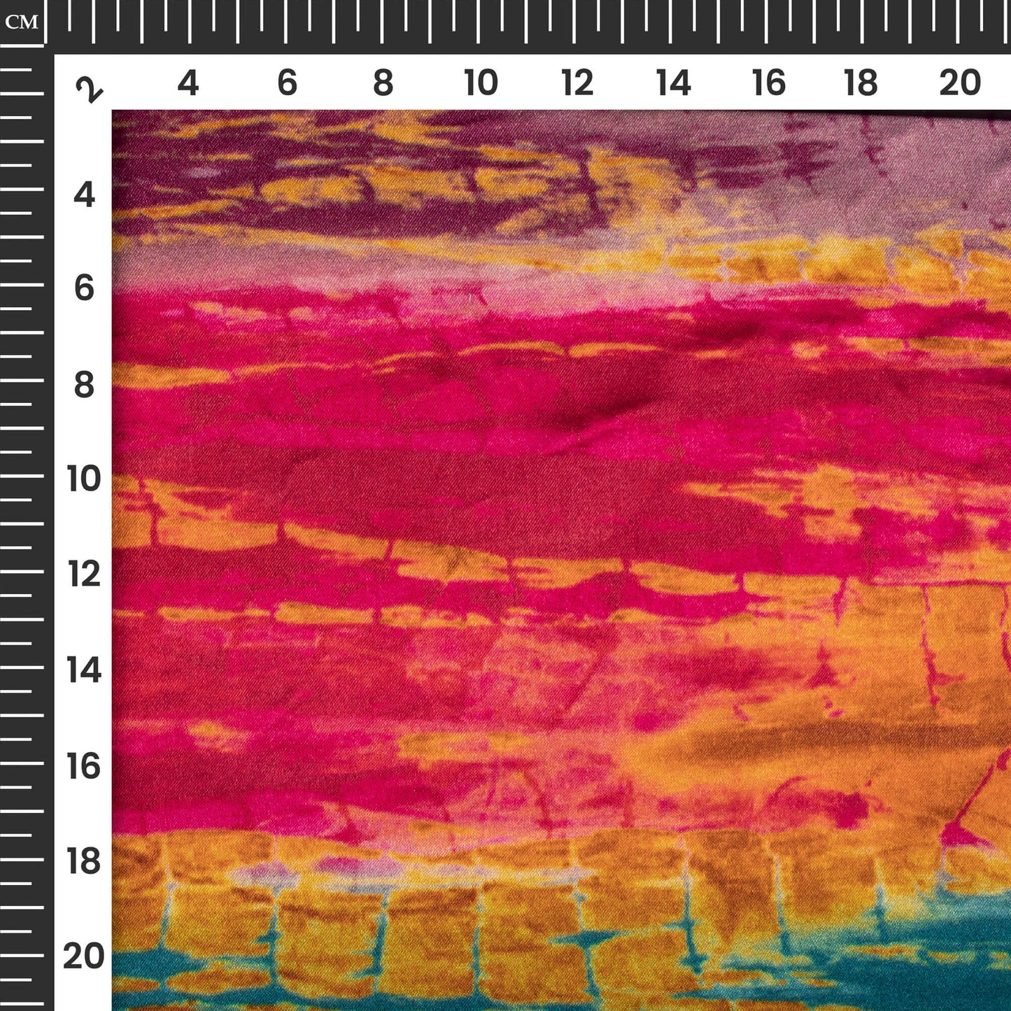 Magenta Pink And Orange Shiiborii Digital Print Viscose Gaji Silk Fabric
