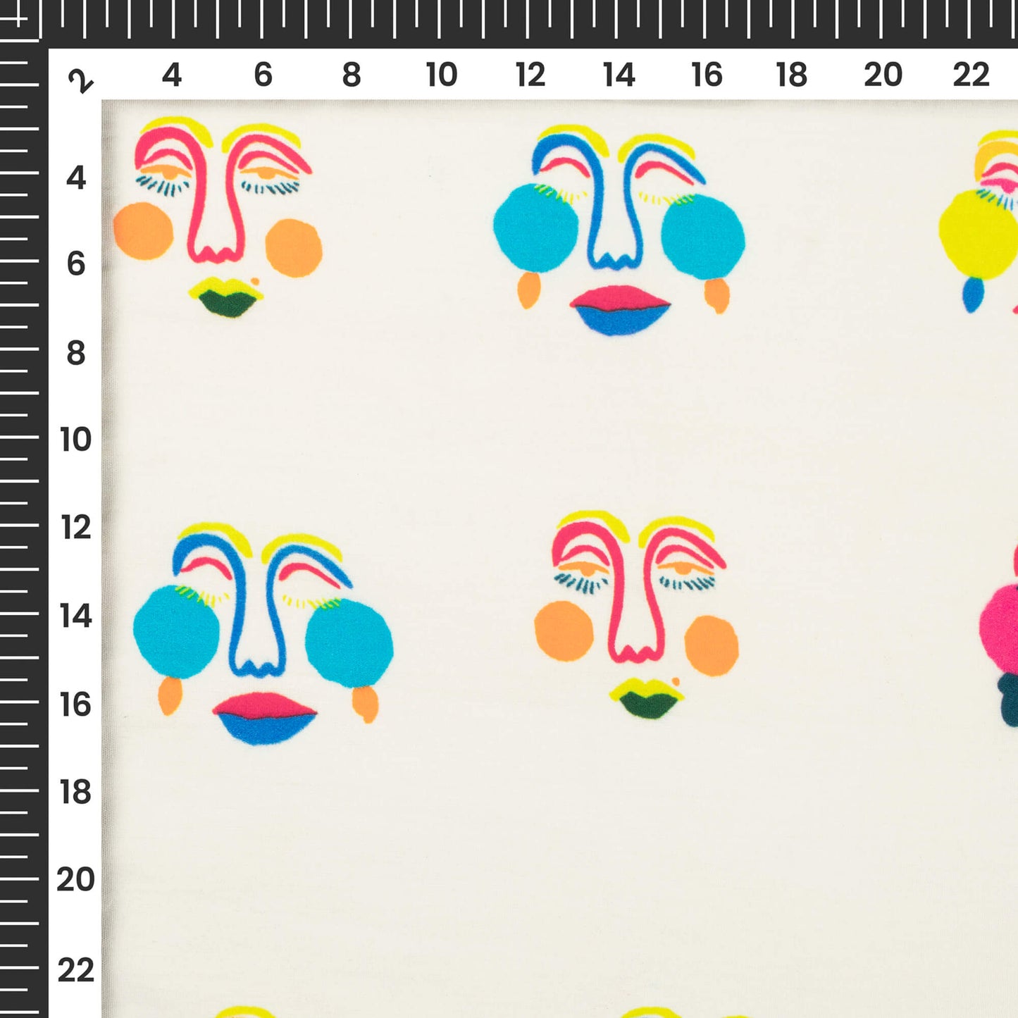 White And Blue Geometric Digital Print Poly Linen Fabric