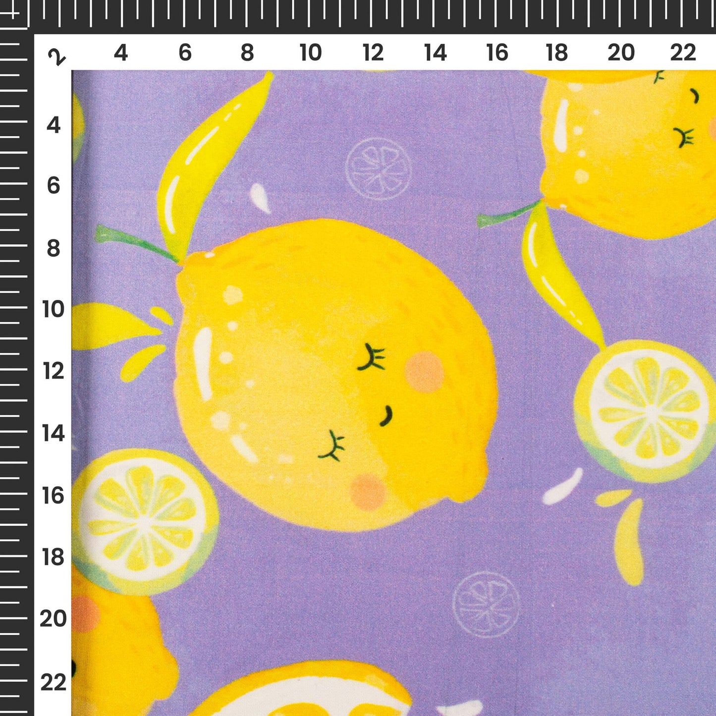 Iris Purple And Yellow Fruit Digital Print Poplin Fabric (Width 58 Inches)