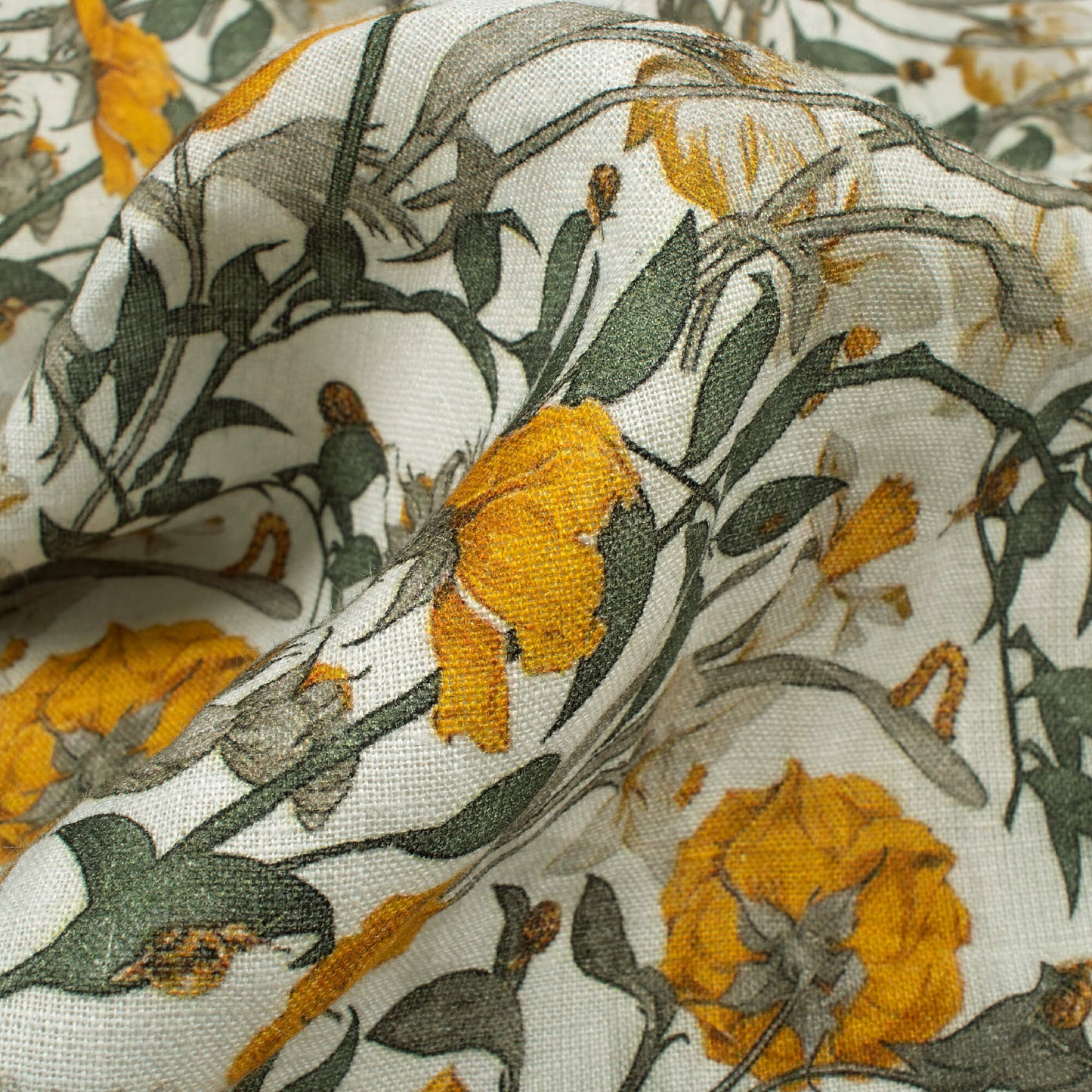 Beautiful Leafage Digital Print Premium Swiss Linen Fabric