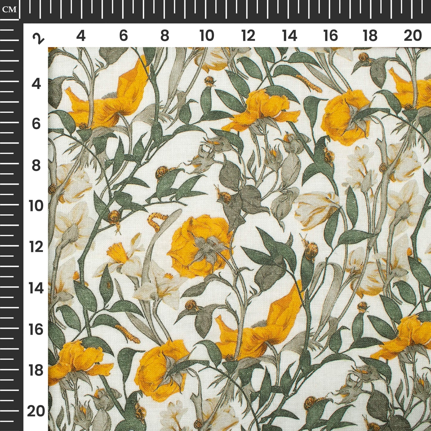 Beautiful Leafage Digital Print Premium Swiss Linen Fabric