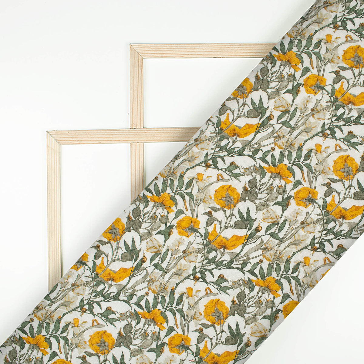 Beautiful Leafage Digital Print Premium Swiss Linen Fabric