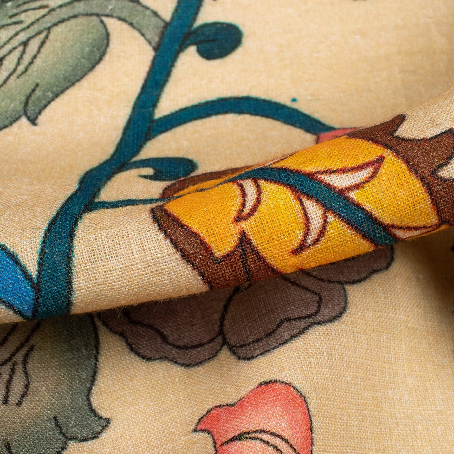 Vintage Floral Digital Print Premium Swiss Linen Fabric