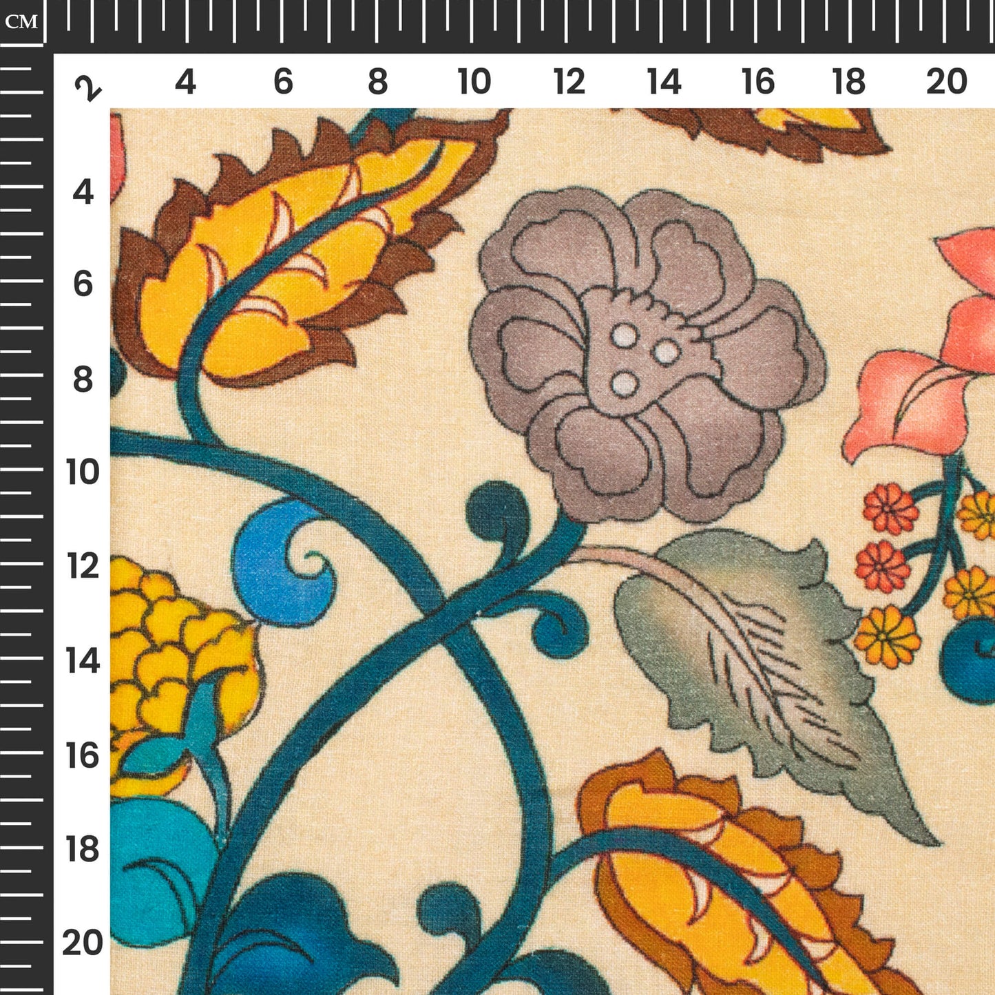 Vintage Floral Digital Print Premium Swiss Linen Fabric