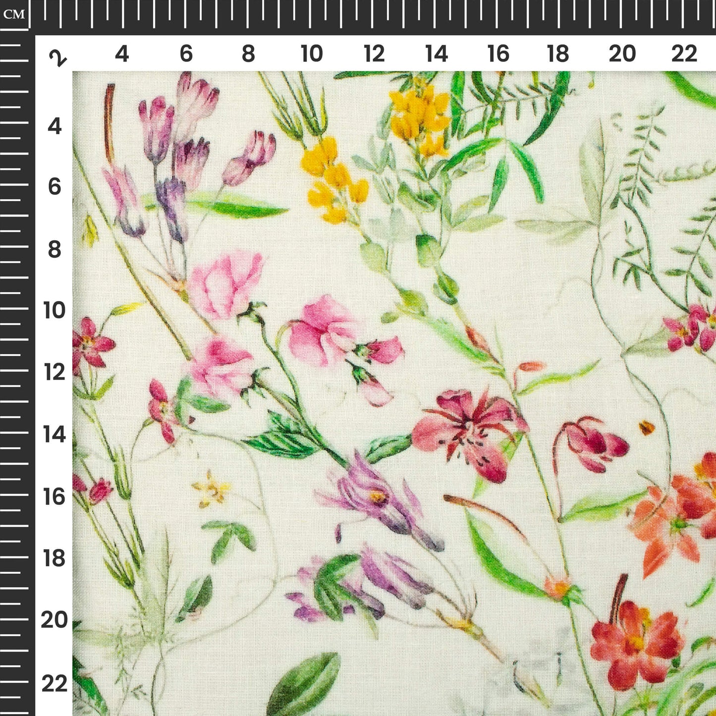 Pink And Red Floral Digital Print Premium Swiss Linen Fabric