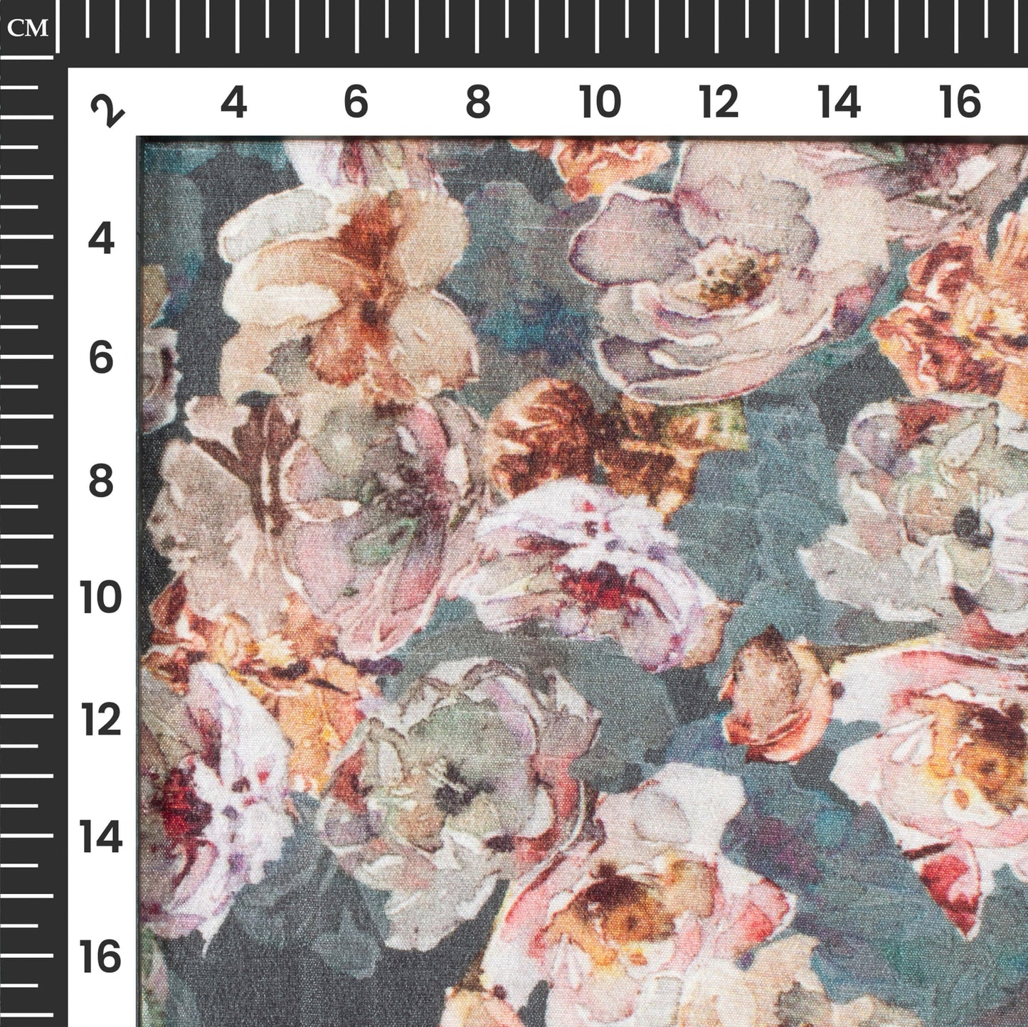 Lace Pink And Grey Floral Digital Print Bemberg Raw Silk Fabric