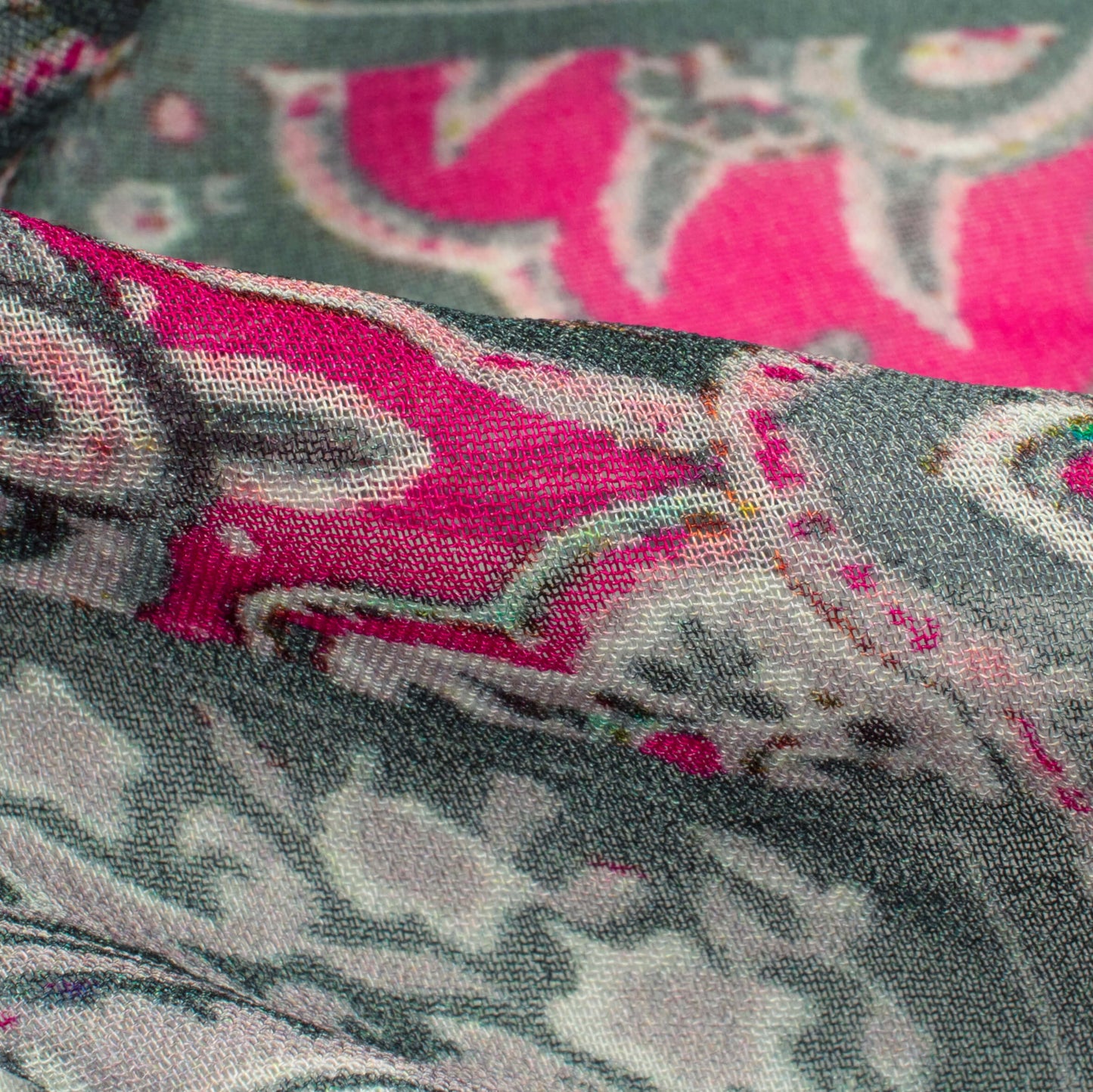 Ivory Cream And Pink Traditional Digital Print Pure Georgette Fabric