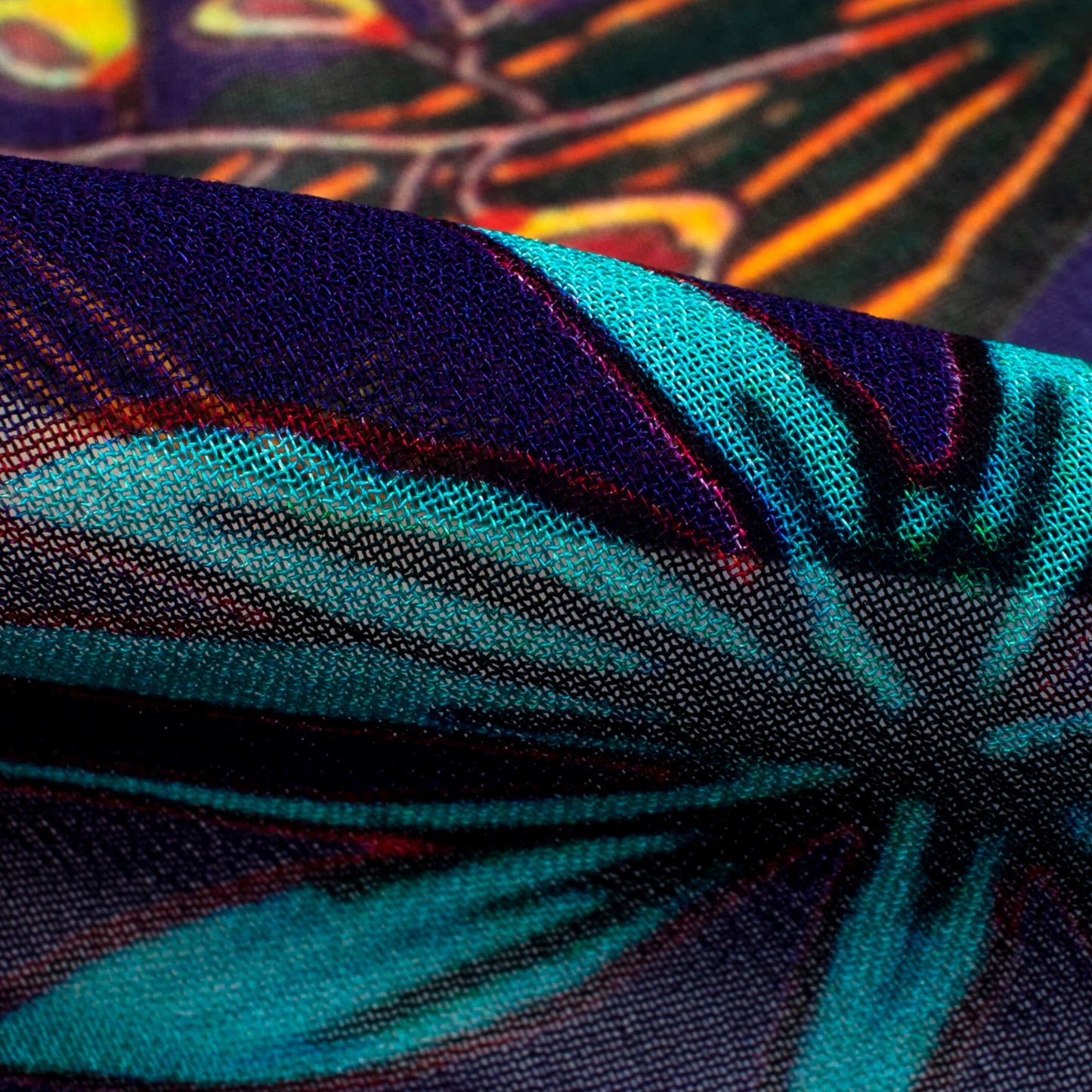 Royal Blue And Peach Floral Digital Print Pure Georgette Fabric