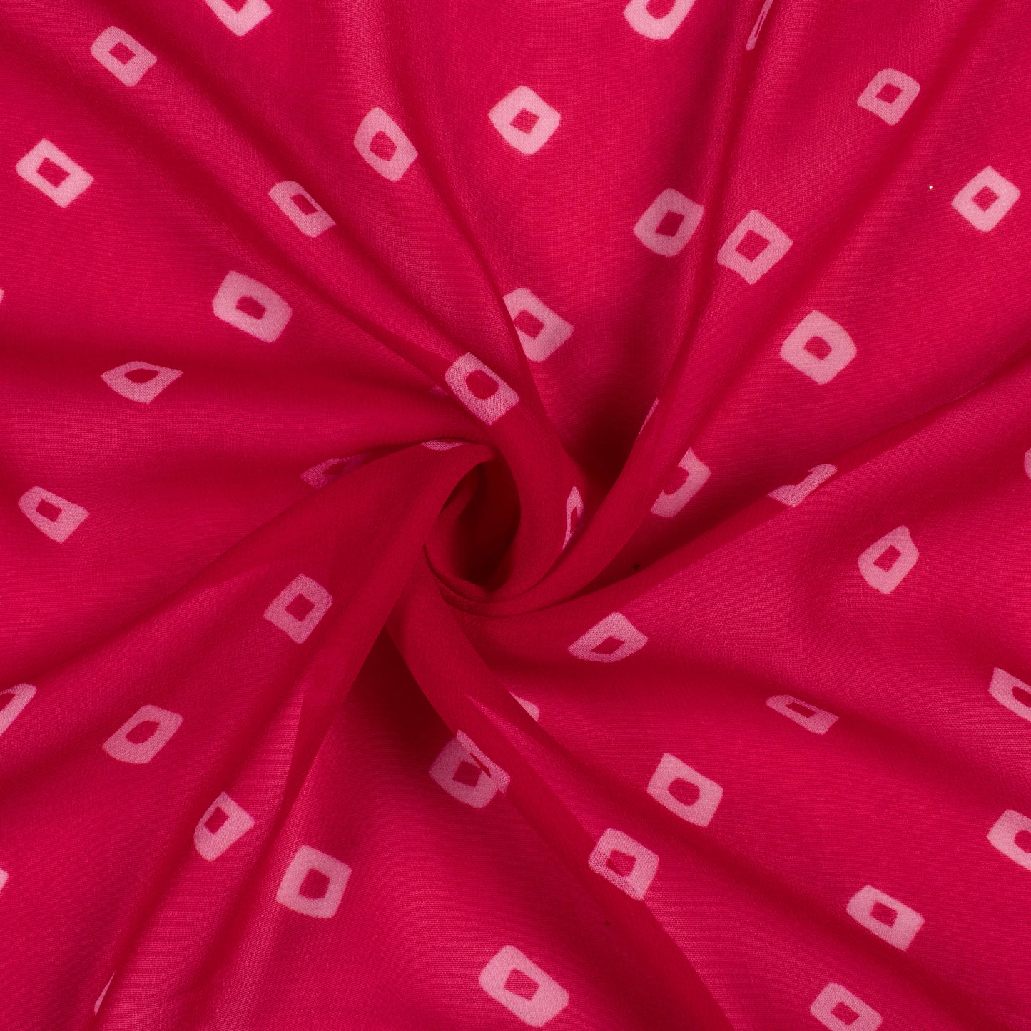 Magenta Pink And White Bandhanii Digital Print Pure Georgette Fabric
