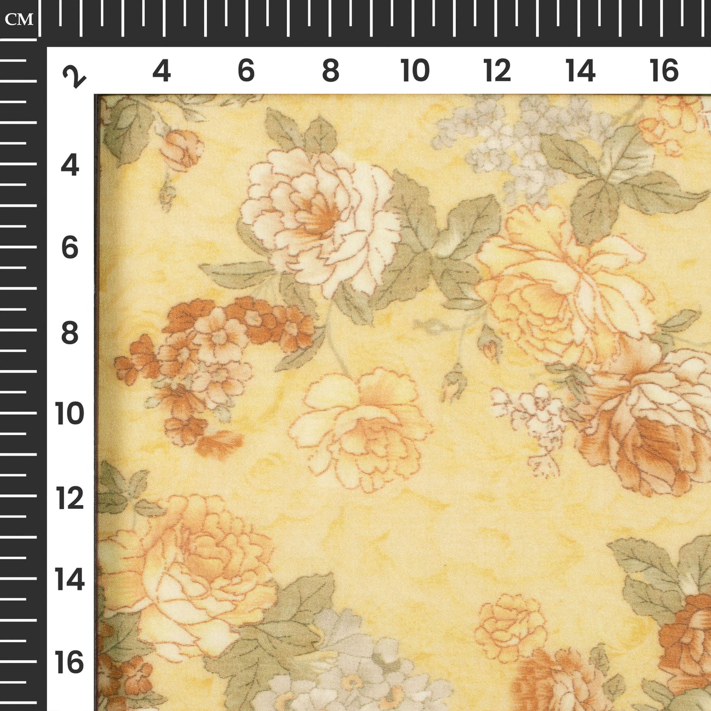 Flax Yellow And Brown Floral Digital Print Pure Georgette Fabric