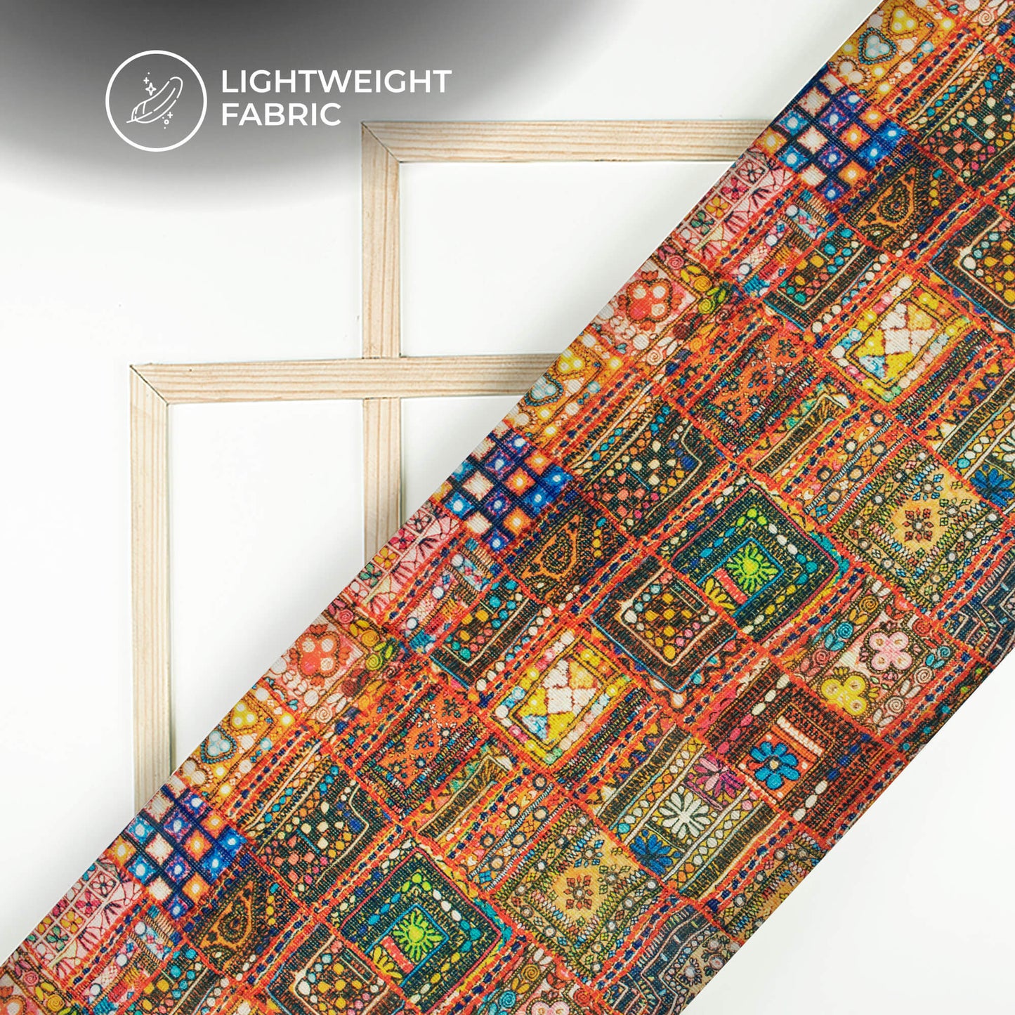 Exclusive Multi-Color Gamthee Digital Print Kota Doria Fabric