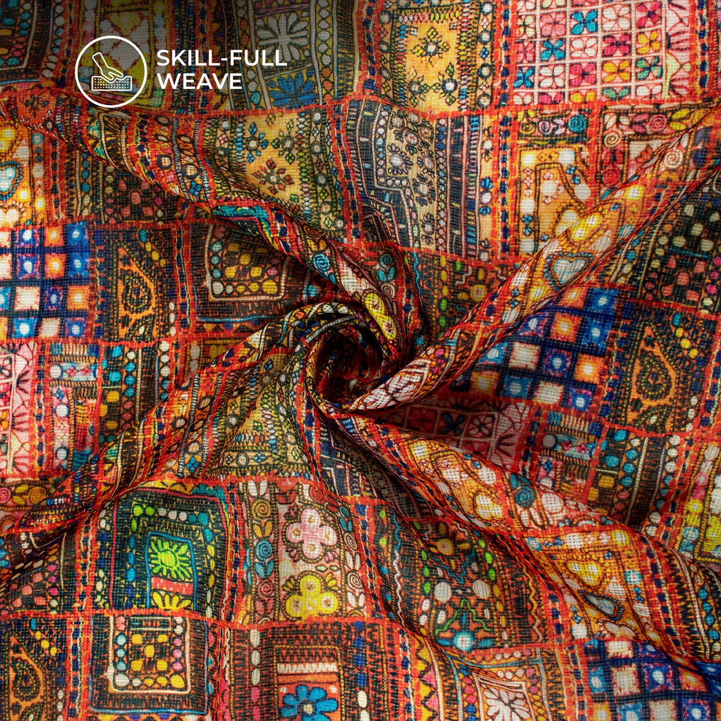 Exclusive Multi-Color Gamthee Digital Print Kota Doria Fabric