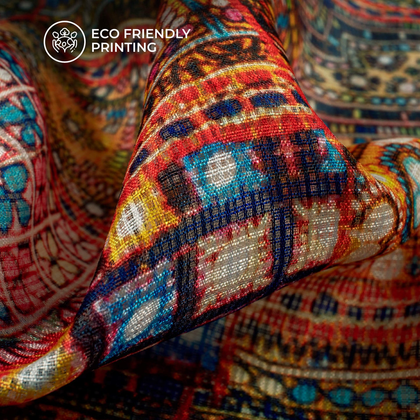 Exclusive Multi-Color Gamthee Digital Print Kota Doria Fabric