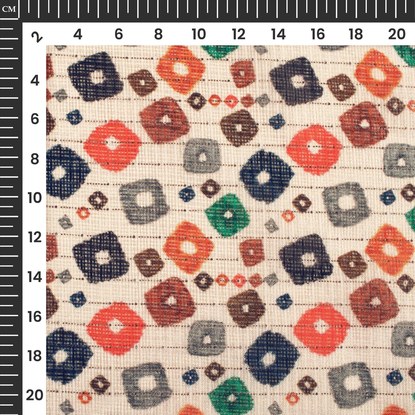 Exclusive Candy Red And Beige Bandhanii Digital Print Kota Doria Fabric