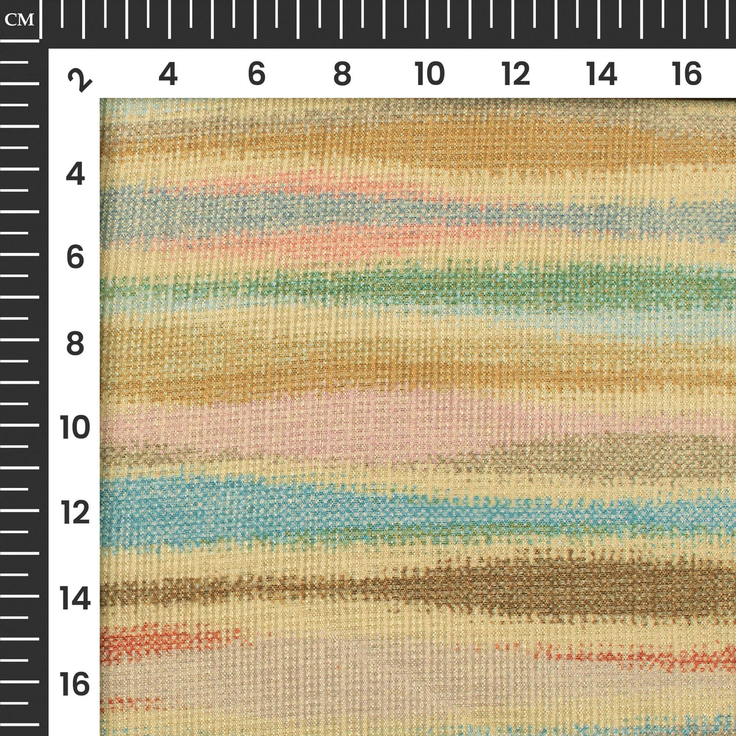 Exclusive Peach Pink And Beige Stripes Digital Print Kota Doria Fabric