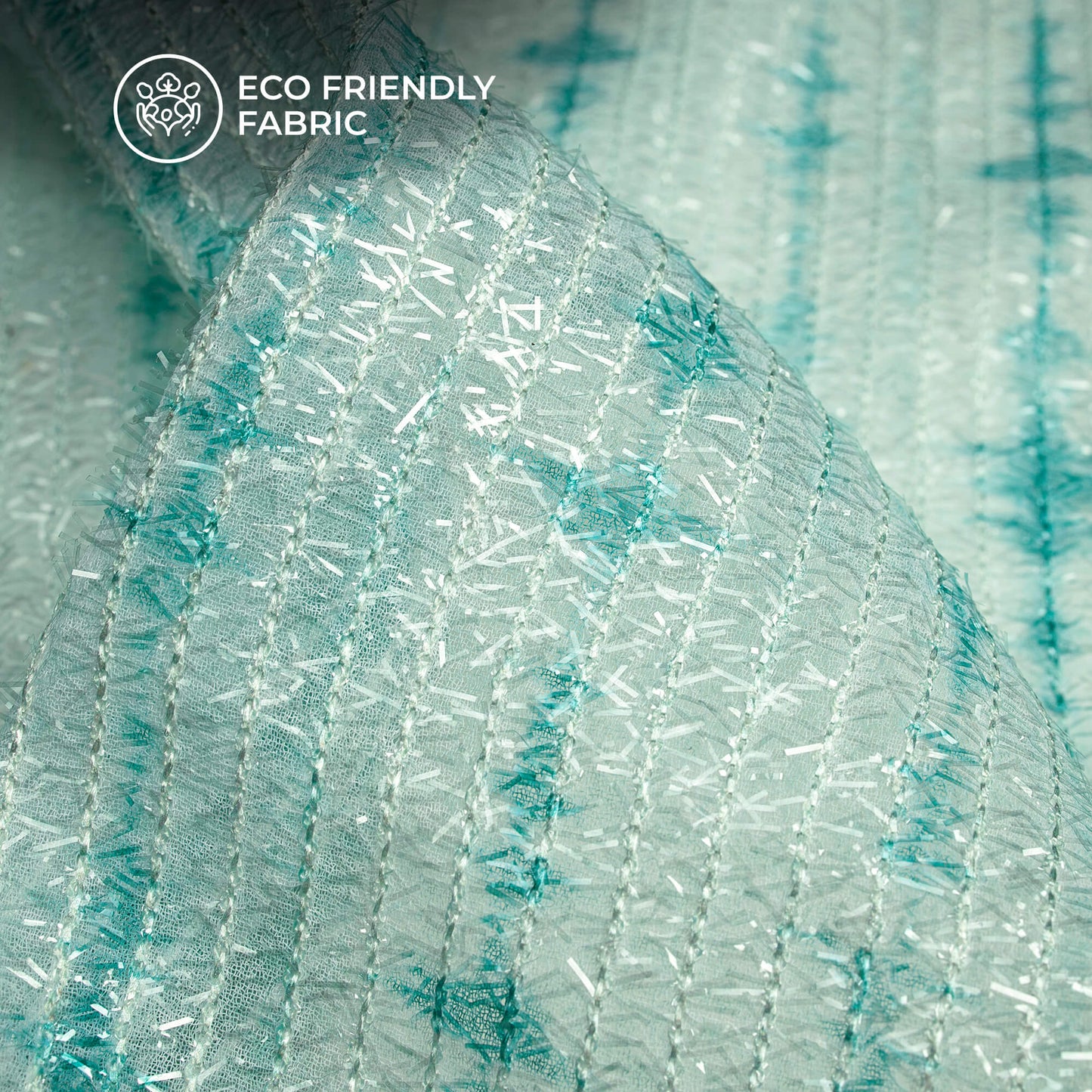 Exclusive Shibori Digital Print Stripes Shimmer Embroidery Georgette Fabric