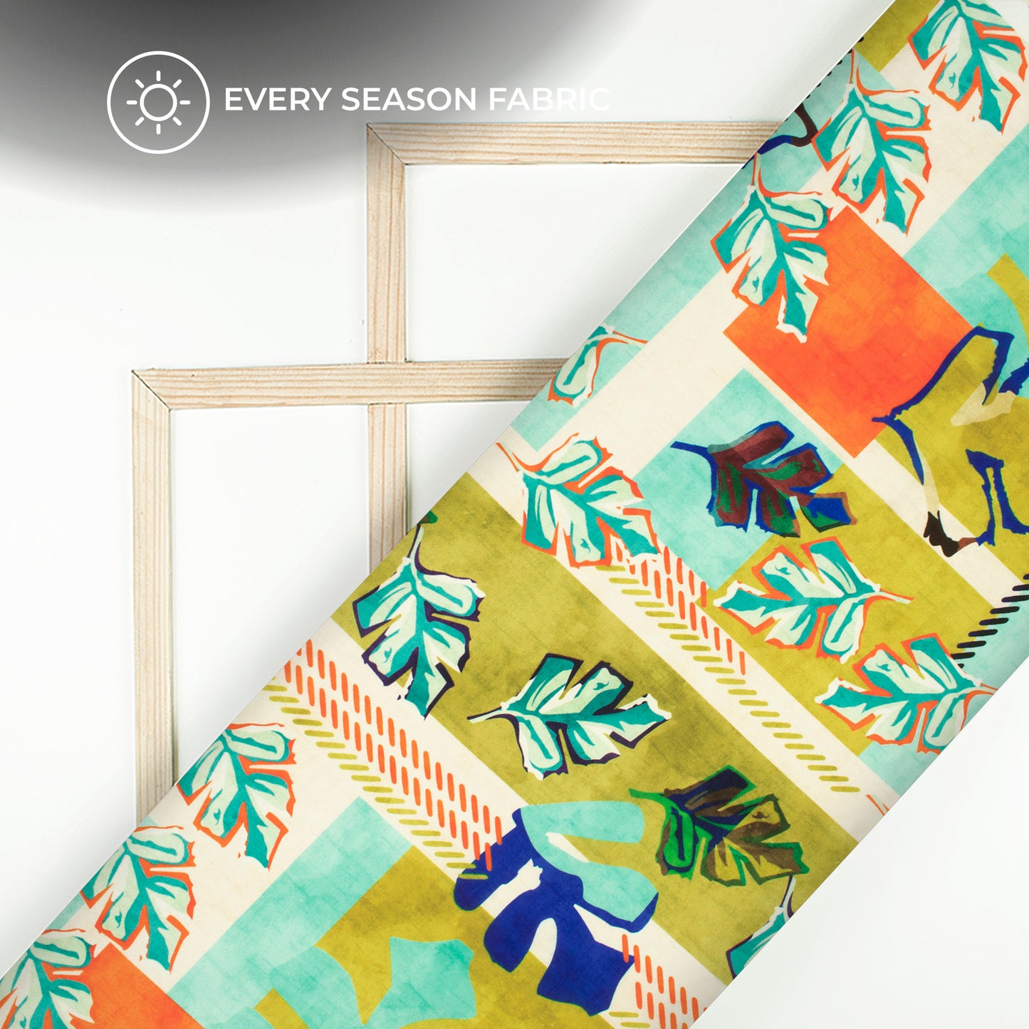 Exclusive Blue Leaf Digital Print BSY Crepe Fabric