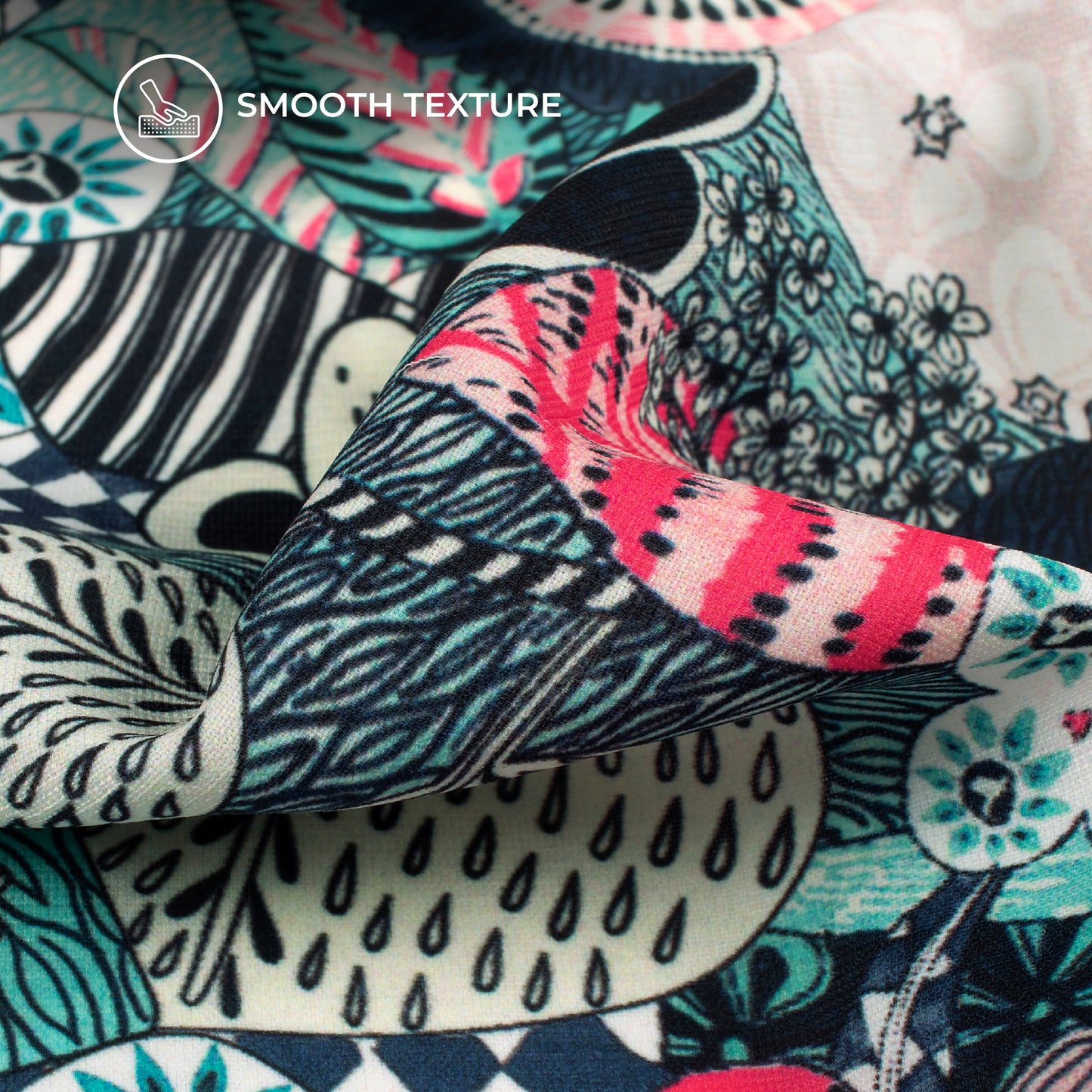 Vintage Floral Digital Print BSY Crepe Fabric