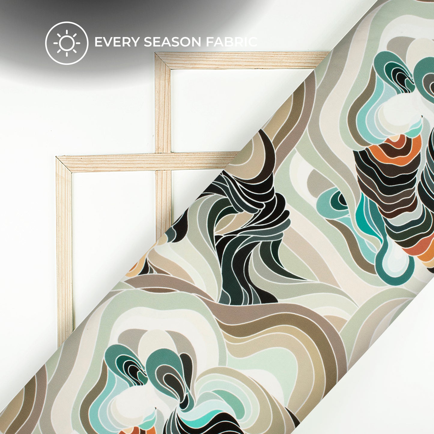 Tan Beige And Black Geometric Digital Print BSY Crepe Fabric
