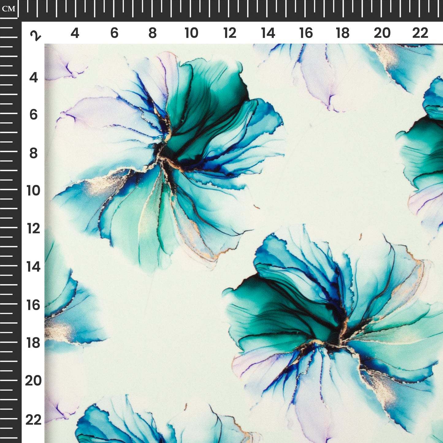 Attractive Ocean Blue Floral Digital Print BSY Crepe Fabric