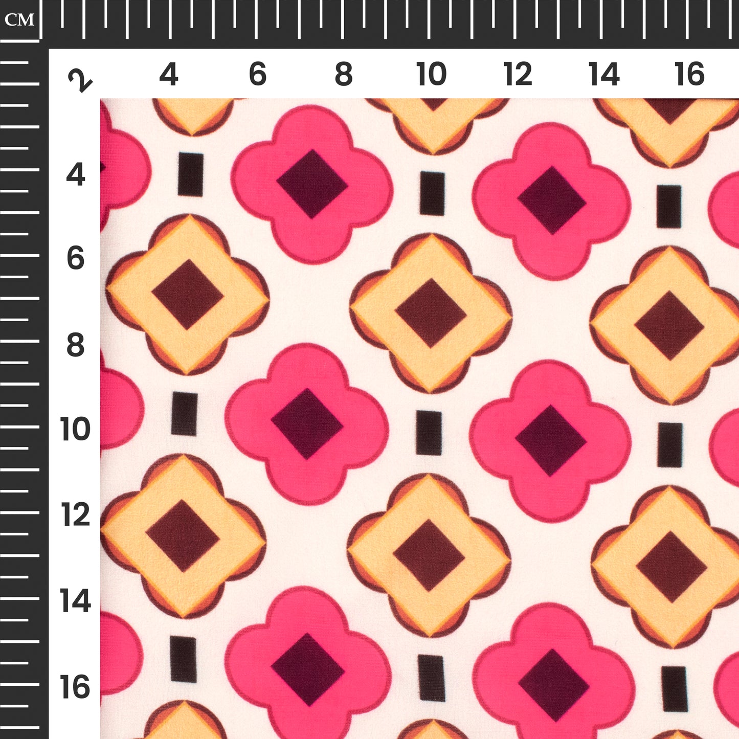 Pink Geometric Floral Digital Print BSY Crepe Fabric